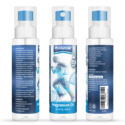 High Absorption Pure Magnesium Oil Spray – 250 ml – 100% Pure Magnesium Chloride MGSPORTUS supplements