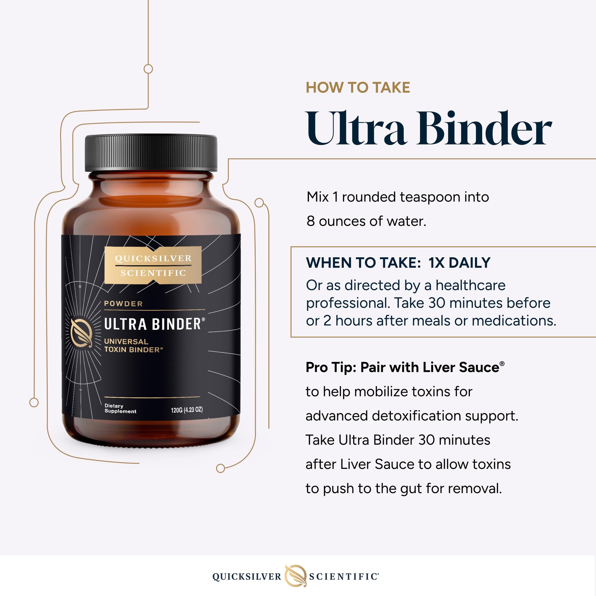 Quicksilver Scientific Ultra Binder Powder - Multi Binder with Bentonite Clay, Zeolite Detox & Charcoal - Supplement for Gut Support & The Body's Toxin Removal Process (120g) Quicksilver ScientificUS supplements