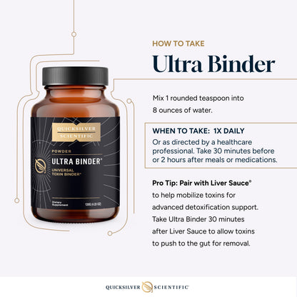 Quicksilver Scientific Ultra Binder Powder - Multi Binder with Bentonite Clay, Zeolite Detox & Charcoal - Supplement for Gut Support & The Body's Toxin Removal Process (120g) Quicksilver ScientificUS supplements