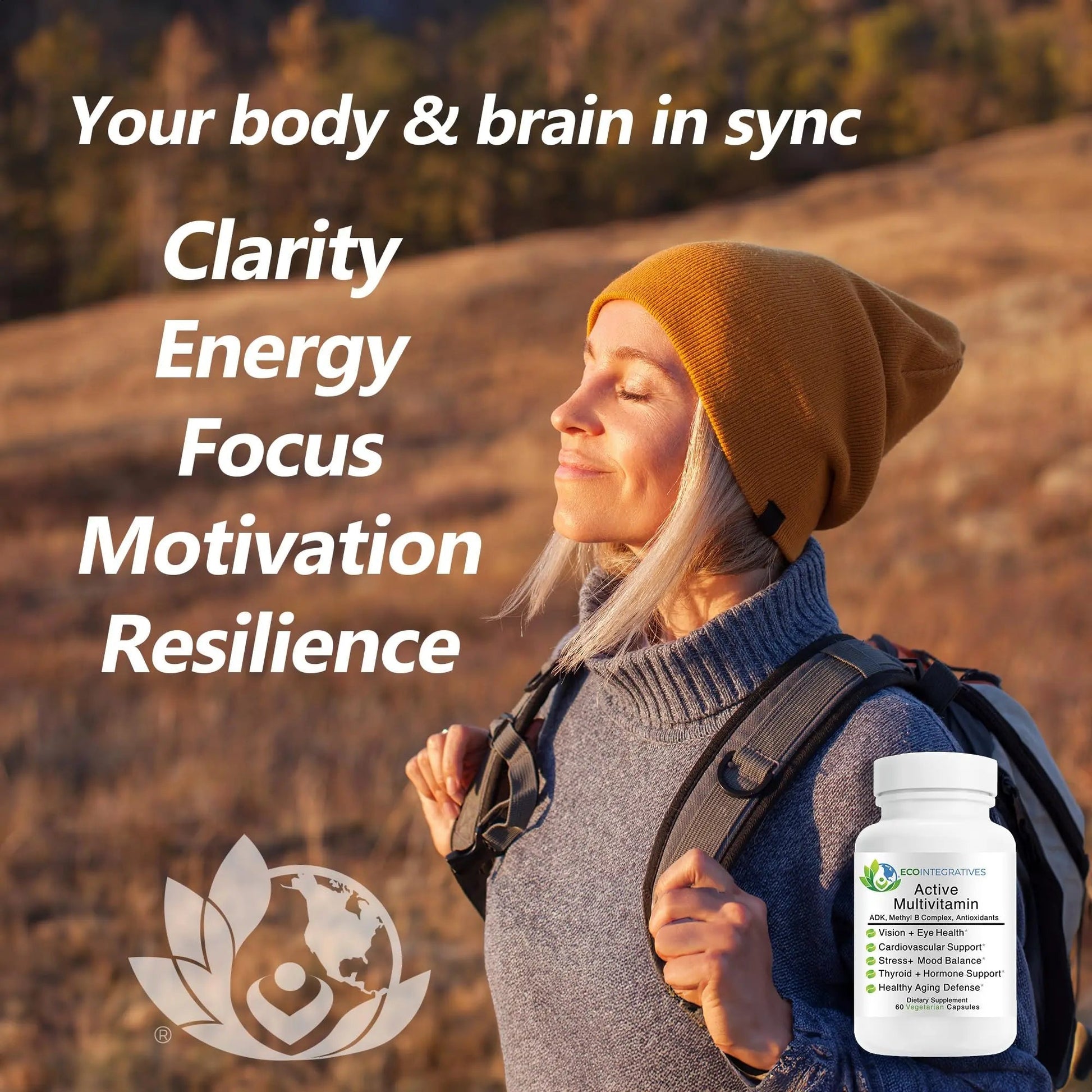 EcoIntegratives Active Multivitamin | ADK, Methyl B Complex, Antioxidants | Quatrefolic Folate, Methyl B12, P5P, Vitamin D3, K1/K2 | EcoIntegrativesAu supplements