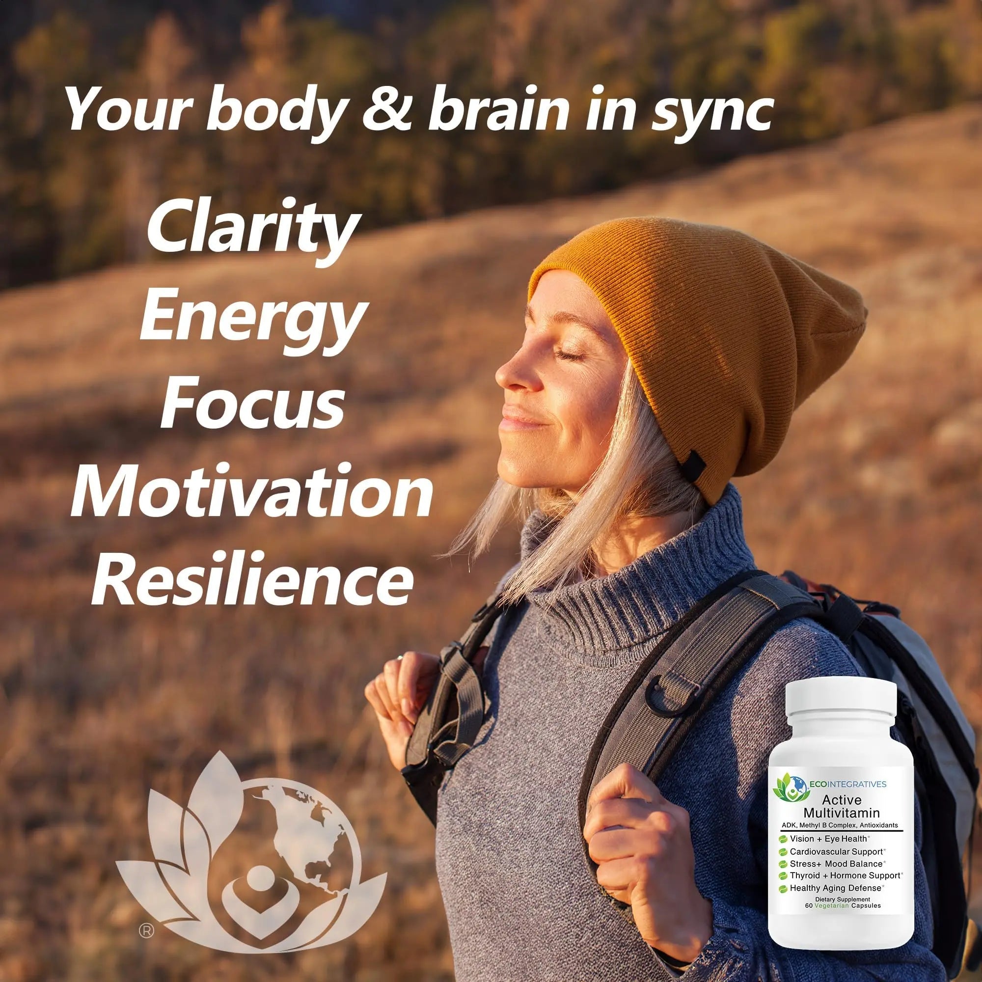 EcoIntegratives Active Multivitamin | ADK, Methyl B Complex, Antioxidants | Quatrefolic Folate, Methyl B12, P5P, Vitamin D3, K1/K2 | EcoIntegrativesAu supplements