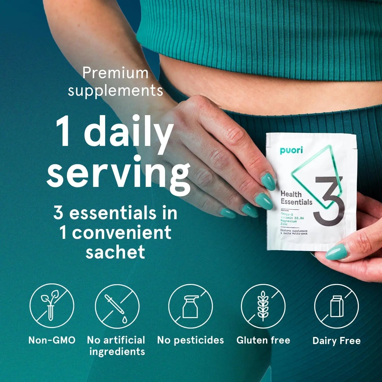 Puori P3 Health Essentials with Magnesium Zinc Complex, Omega 3 Fish Oil & Vitamin D3 Supplements - Men & Womens Daily Multi PuoriAu supplements