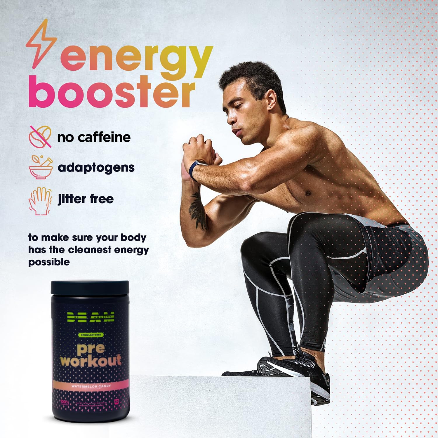 BEAM Be Amazing Vegan Stim Free Pre-Workout Powder | Energy Booster Powdered Drink BEAMAu supplements