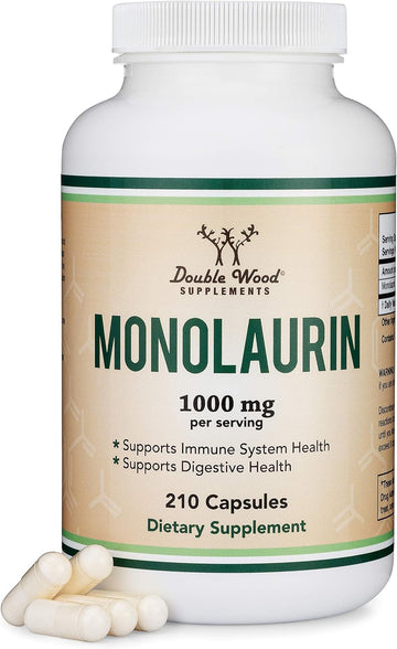 Monolaurin Immune Support Supplement 1,000mg per Serving, 210 Capsule Double Wood SupplementsAu supplements
