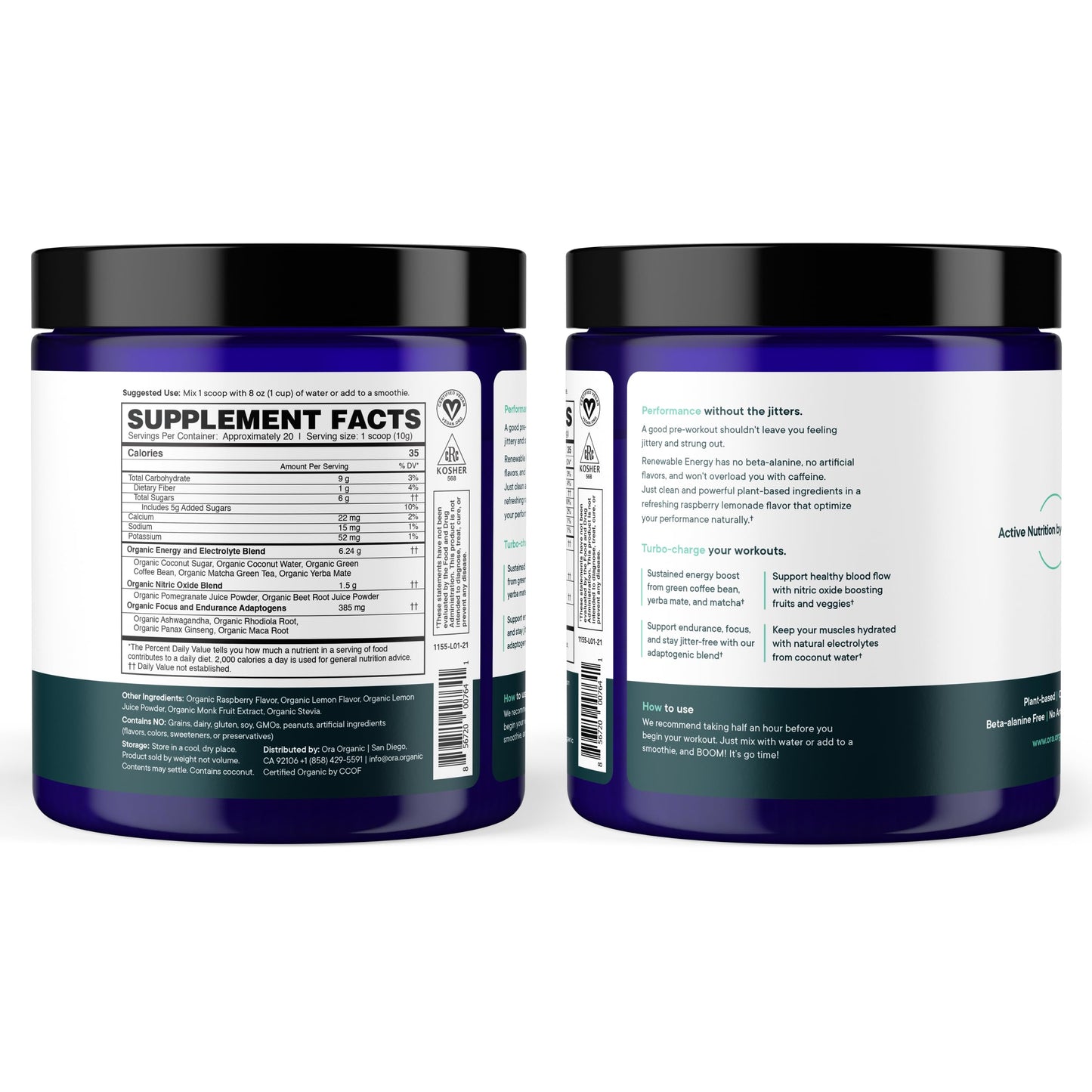 Ora Organic Natural Pre Workout Powder - Raspberry Lemonade Flavor- Provides Jitter Free Energy, Focus, Hydration, & Endurance - Vegan, Certified Organic, Soy, Dairy, & Gluten Free, 20 Servings Ora OrganicUS supplements
