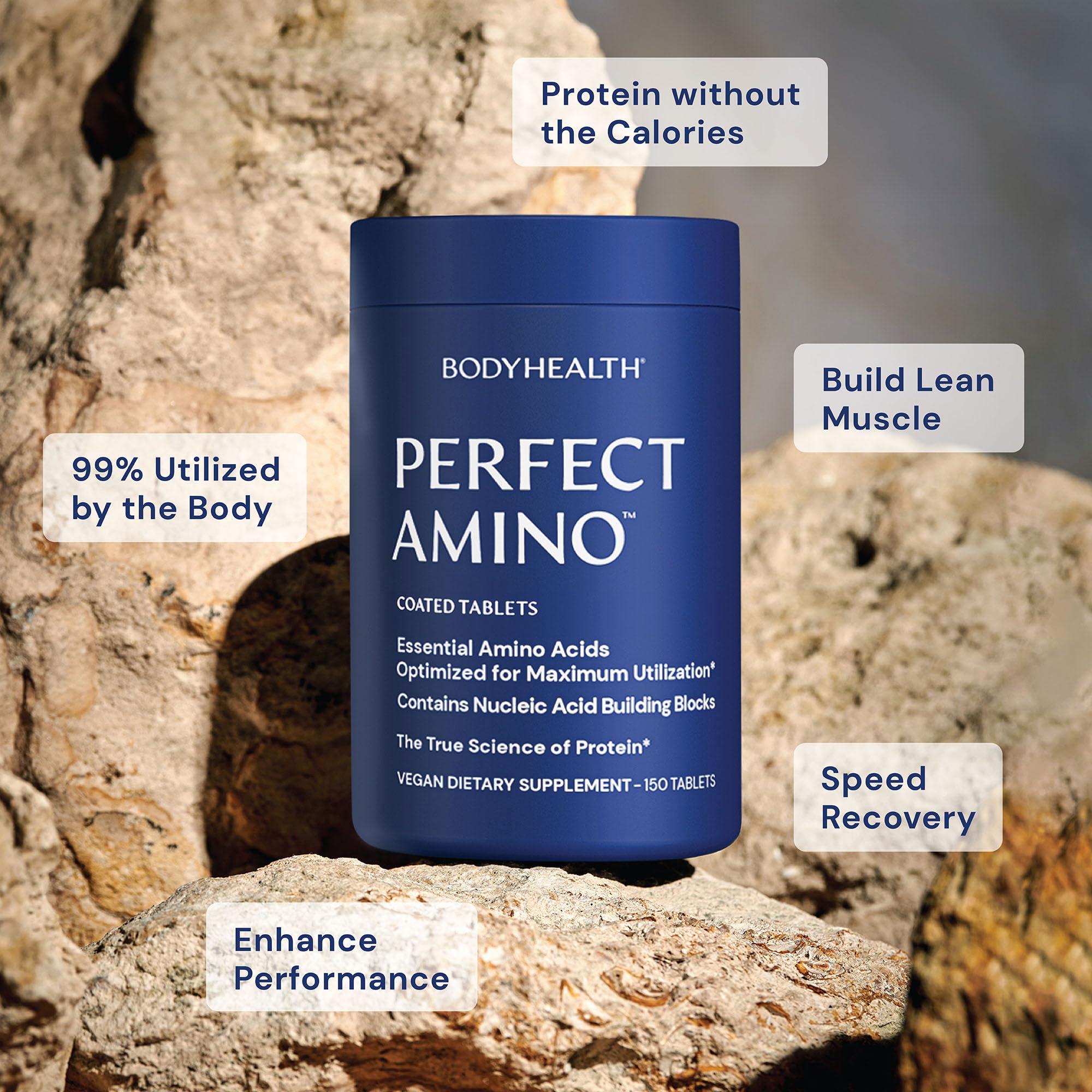 BodyHealth PerfectAmino (600 ct) Easy to Swallow Tablets, Essential Amino Acids Supplement with BCAAs, Vegan Protein for Pre/Post Workout & Muscle Recovery with Lysine, Tryptophan, Leucine, Methionine BodyHealthAu supplements