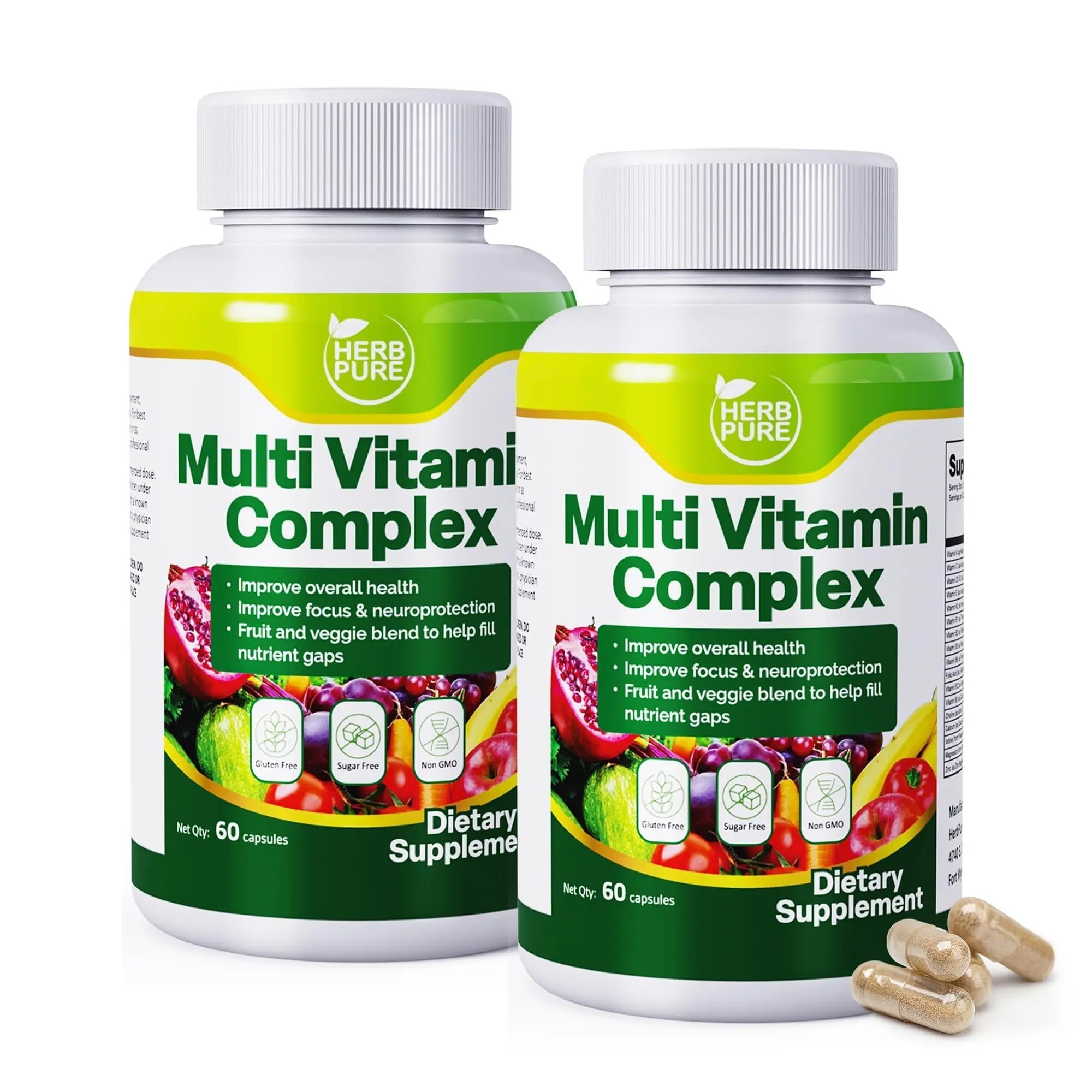 HERB PURE Multi Vitamin Complex Daily Multivitamin for Men and Women – 28 Essential Vitamins & Minerals with Active Vitamins, Superfood Blend, Alpha GPC HERB PUREAu supplements