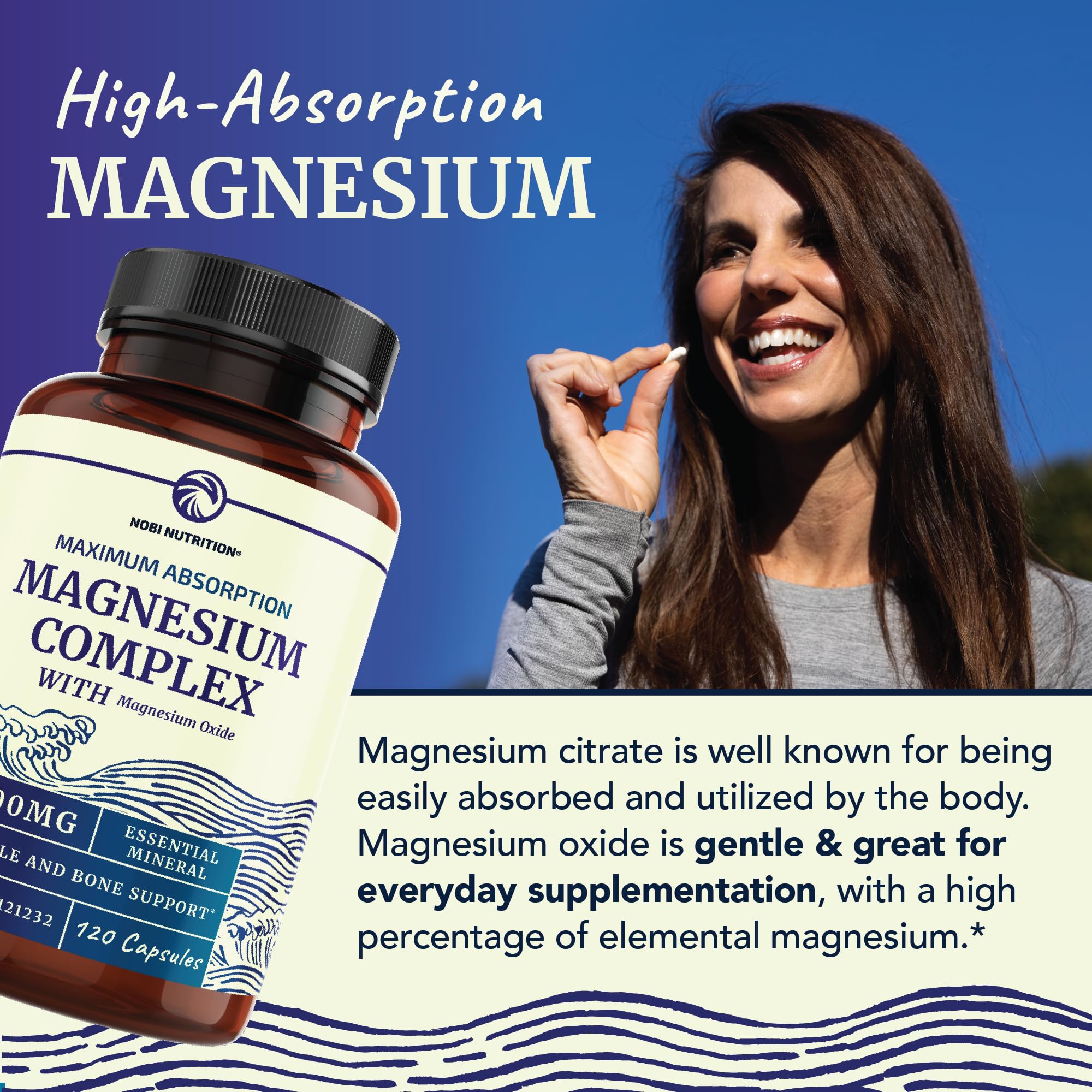 Magnesium Citrate Complex | 500 MG | High Absorption Formula | Calm, Relaxation Nobi NutritionUS supplements