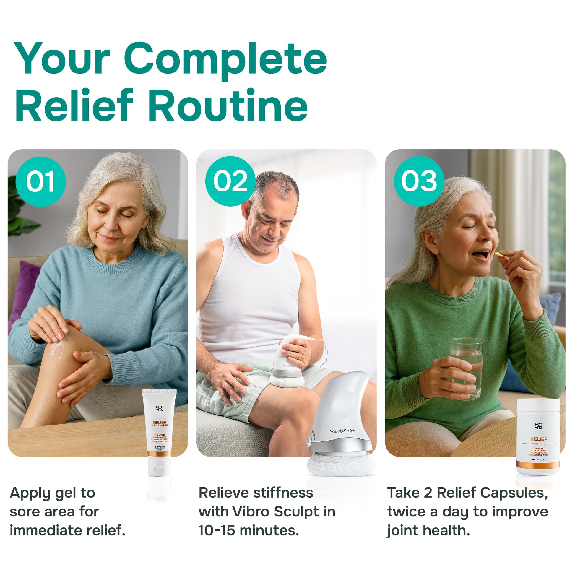 Hot Vita Relief Gel - Plant-Based Cooling Gel with Arnica, Turmeric & Eucalyptus - Soothing Formula for Muscle Fatigue, Tired Legs Hot VitaAu supplements