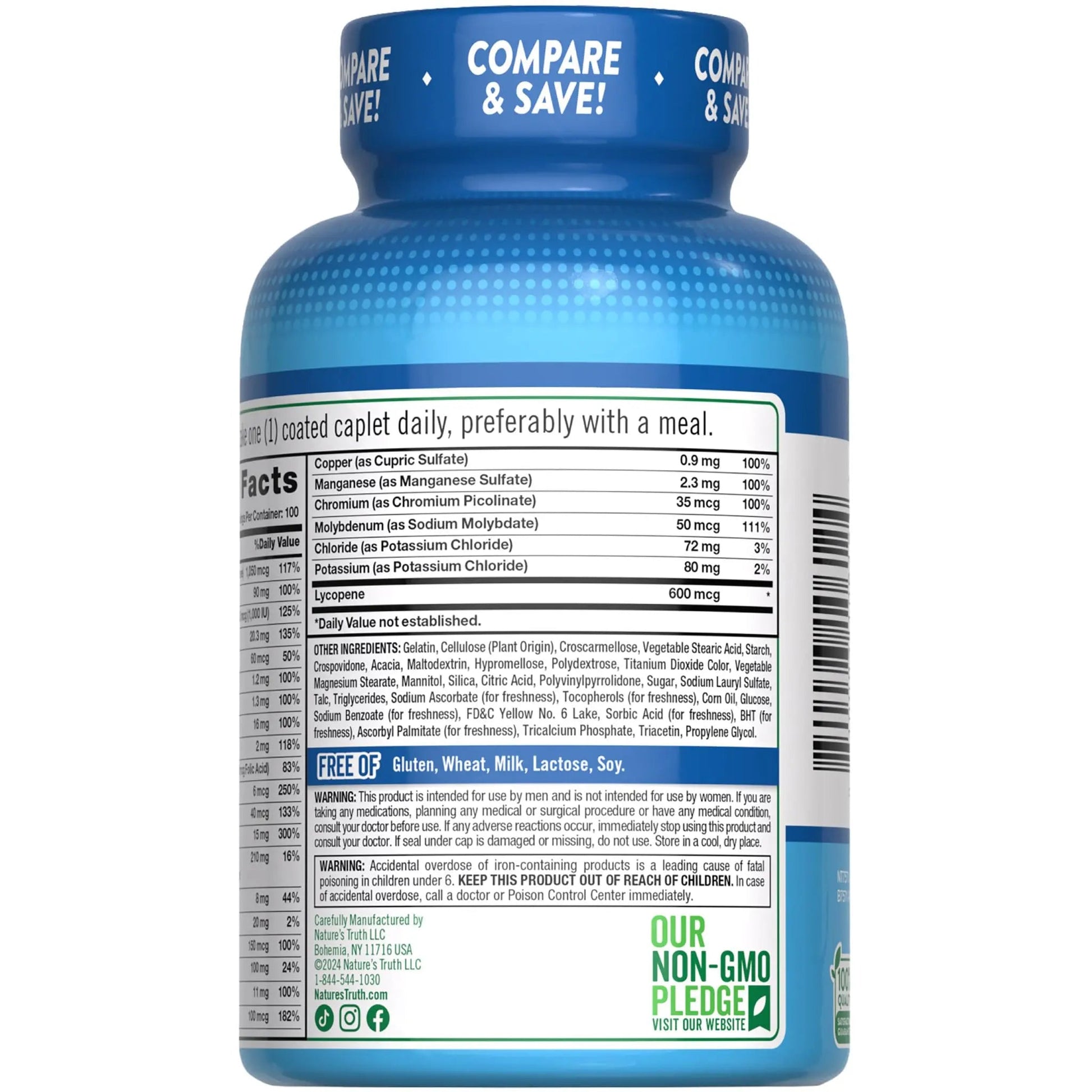 Nature's Truth Multivitamin for Men | with Iron, Vitamins A, C, D & E | 100 Caplets | Non-GMO & Gluten Free for Adults Nature's TruthAu supplements