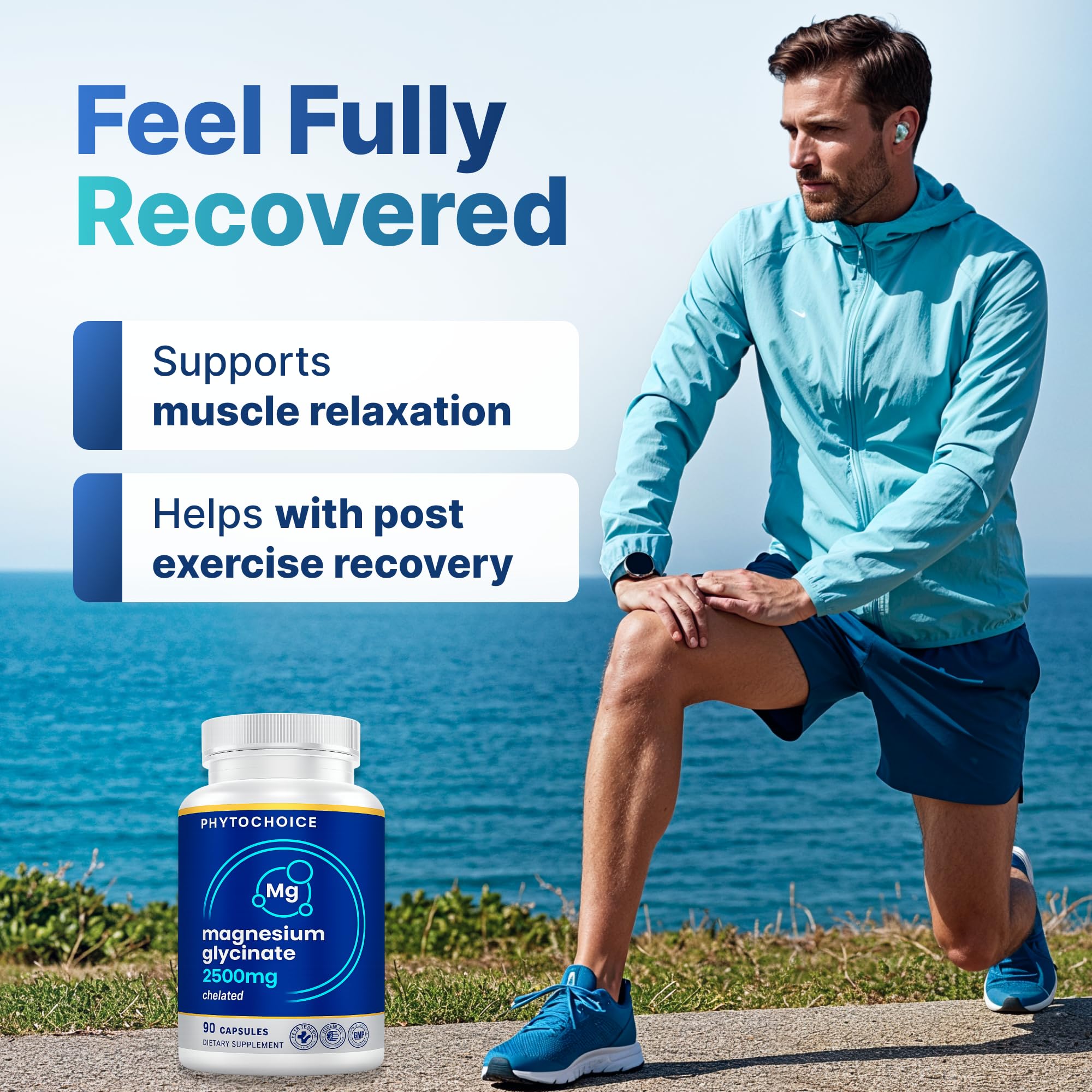 Magnesium for Sleep & Recovery – High Potency 2500mg Magnesium Glycinate for Men & Women, Chelated for High Absorption, Supports Deep Rest, Nerve & Muscle Recovery, Made in USA, 1 Month Supply PHYTOCHOICEAu supplements