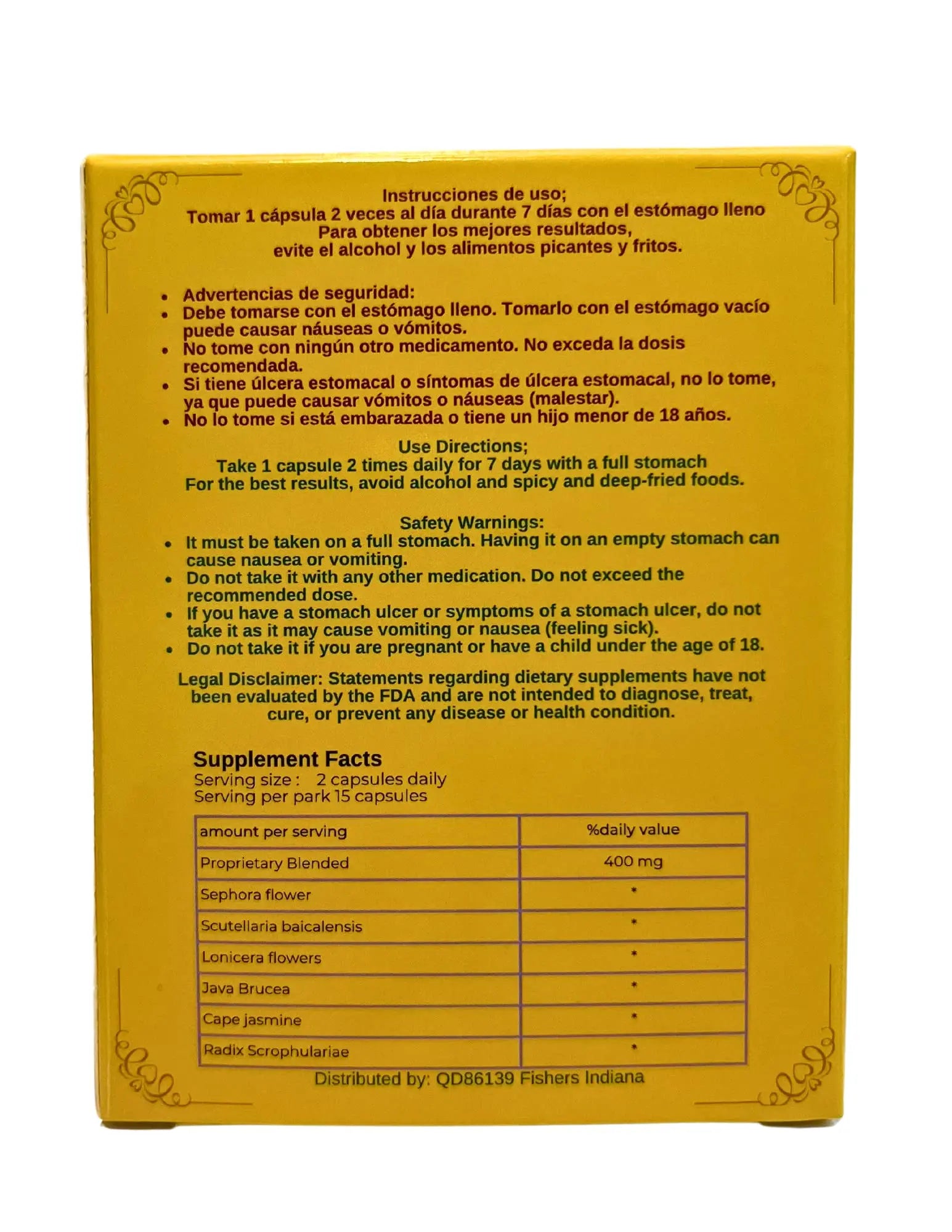 Hemorr7: 7Days 15 Capsules Herbal Hemorrhoid Detox Formula,Fórmula Herbal para desintoxicar las hemorroides Durante 7 días GenericAu supplements