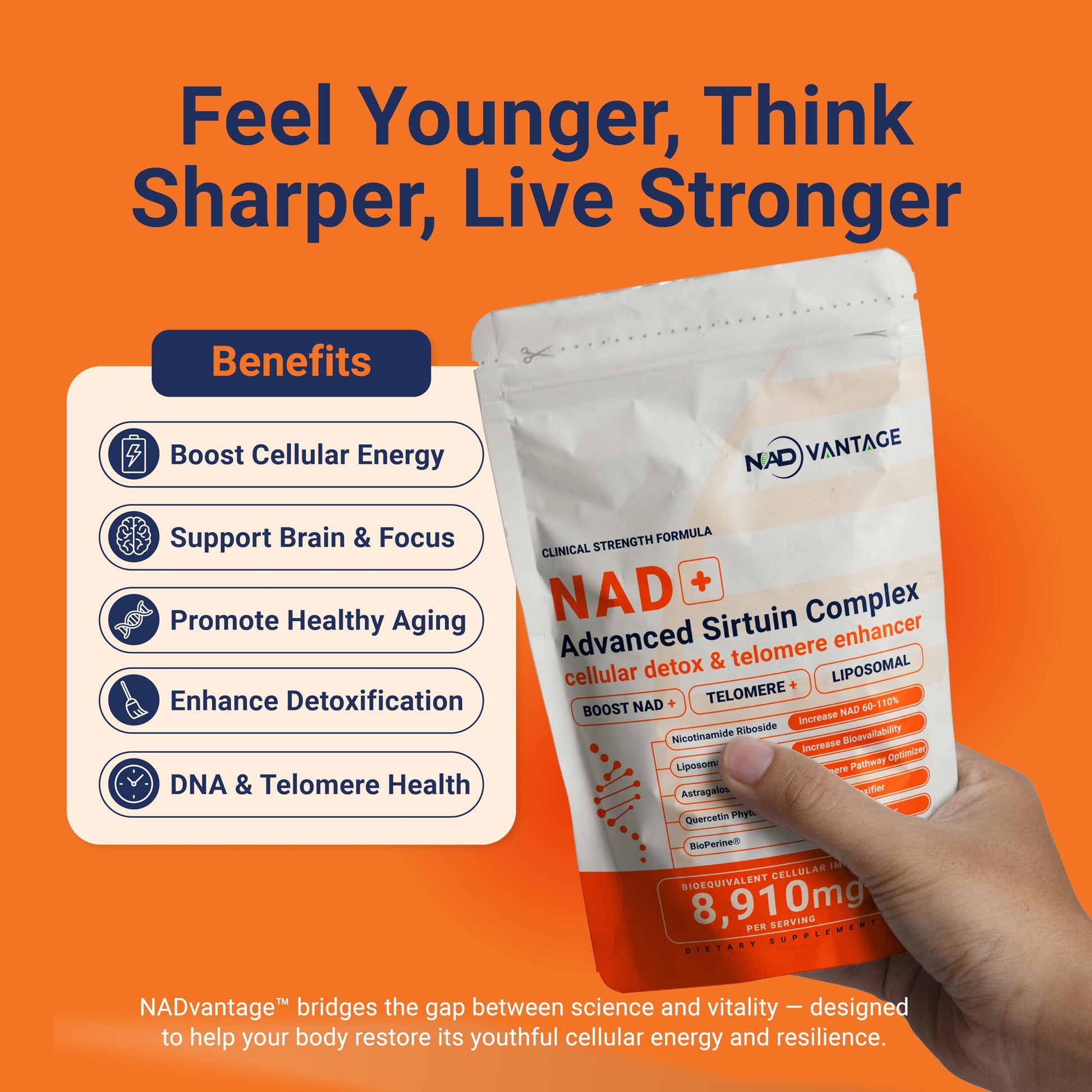 Eternaroot NAD+ 5D Matrix - High Potency NAD Precursor - 1000mg Nicotinamide Riboside (NR) + Liposomal Resveratrol - Clean Vegan Formula - Cellular Energy & Immune Support EternarootAu supplements