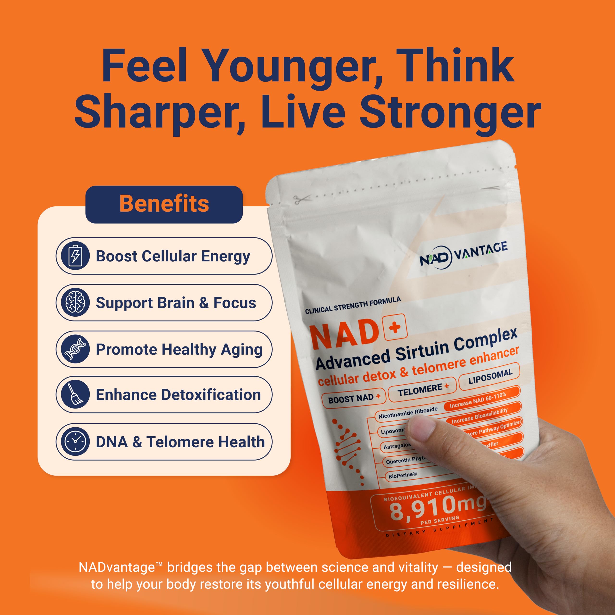 Eternaroot NAD+ 5D Matrix - High Potency NAD Precursor - 1000mg Nicotinamide Riboside (NR) + Liposomal Resveratrol - Clean Vegan Formula - Cellular Energy & Immune Support EternarootAu supplements