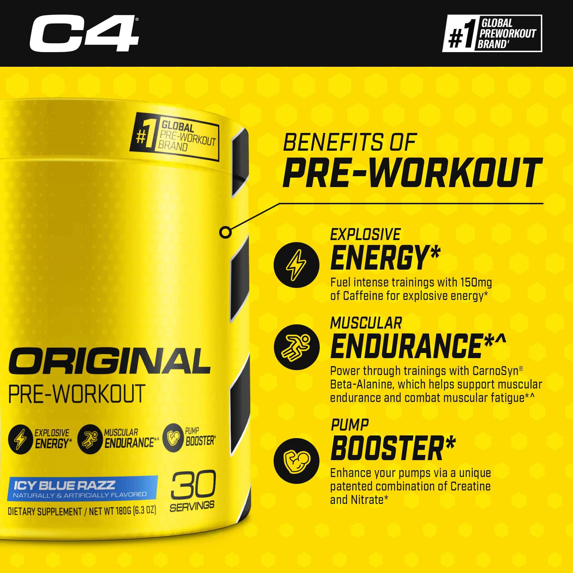 Cellucor Pre Workout & Creatine Bundle, C4 Original Pre Workout Powder, Icy Blue Razz CellucorAu supplements