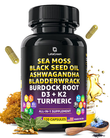 LetaGreen Ocean Wild Sea Moss Capsules - 120 Black Seed Oil Sea Moss Pills LetaGreenUS supplements