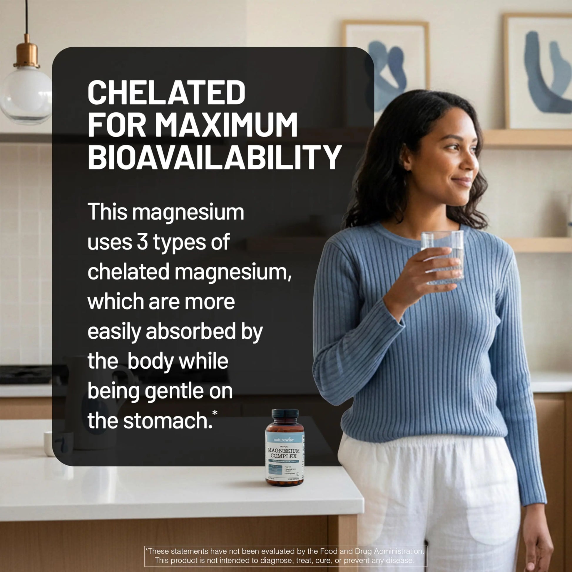 NatureWise Triple Magnesium Complex - High Absorption Magnesium Glycinate + Malate + Citrate for Muscle Nerve & Sleep Support - Vegan 90 Capsules NatureWisenz supplements