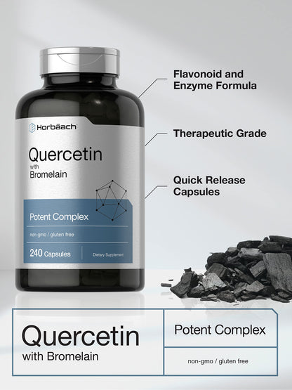 Quercetin with Bromelain Supplement | 240 Capsules | Non-GMO and Gluten Free HorbäachUS supplements