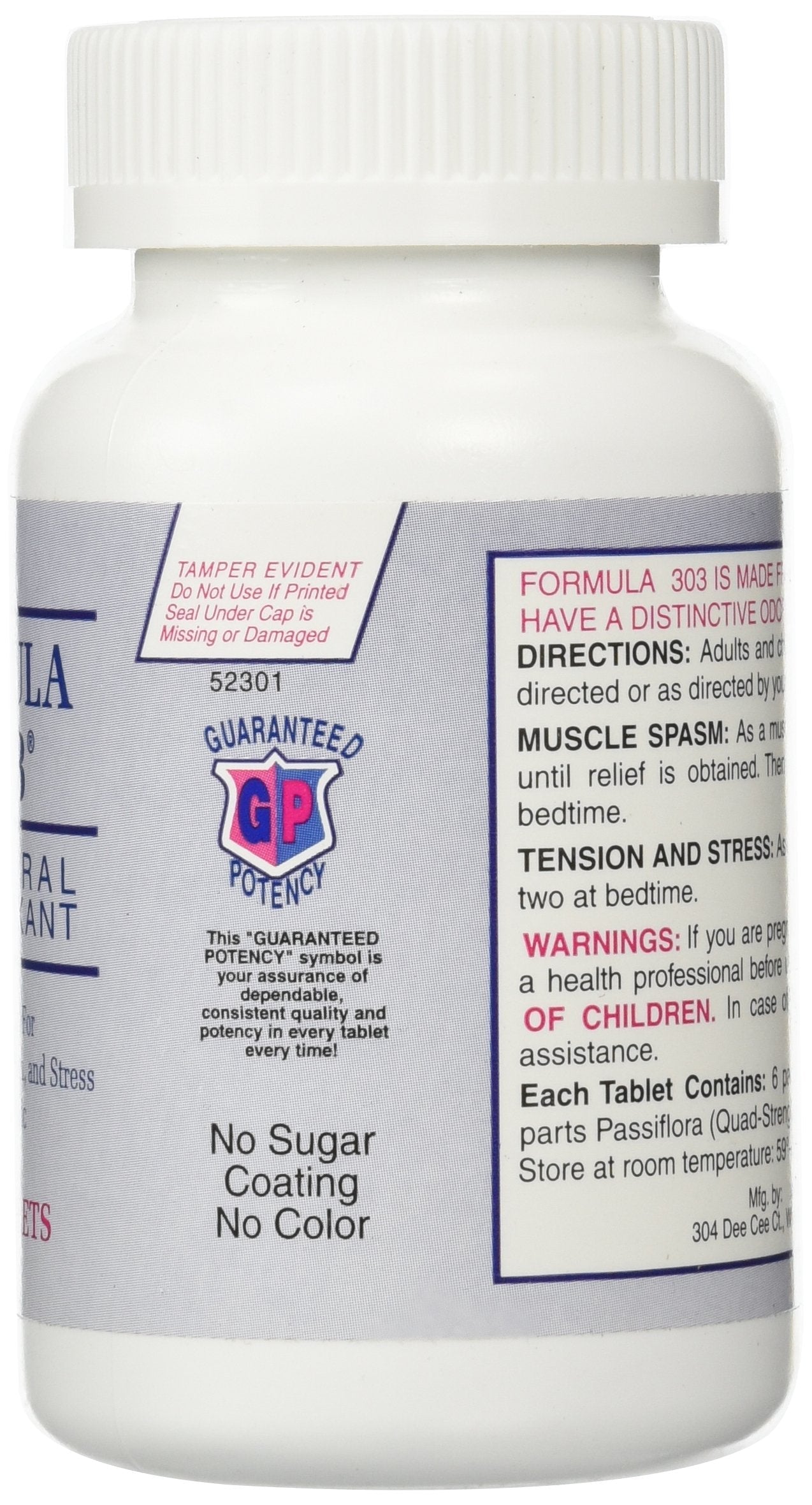 Dee Cee Labs Formula 303 Maximum Strength All-Natural Relaxant Tablets, 250 Tablets; All-Natural Relaxant containing Magnesium for Sore Muscles, Passion Flower, and Valerian Root Dee Cee LaboratoriesAu supplements