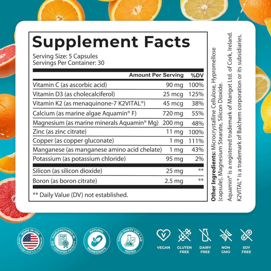 PUREHEALTH RESEARCH Bone Health Formula - for Bones, Joint & Skeletal Wellness - with Calcium, Magnesium, Zinc, Copper, Manganese, Potassium, Vitamin K2, D3, C PUREHEALTH RESEARCHUS supplements