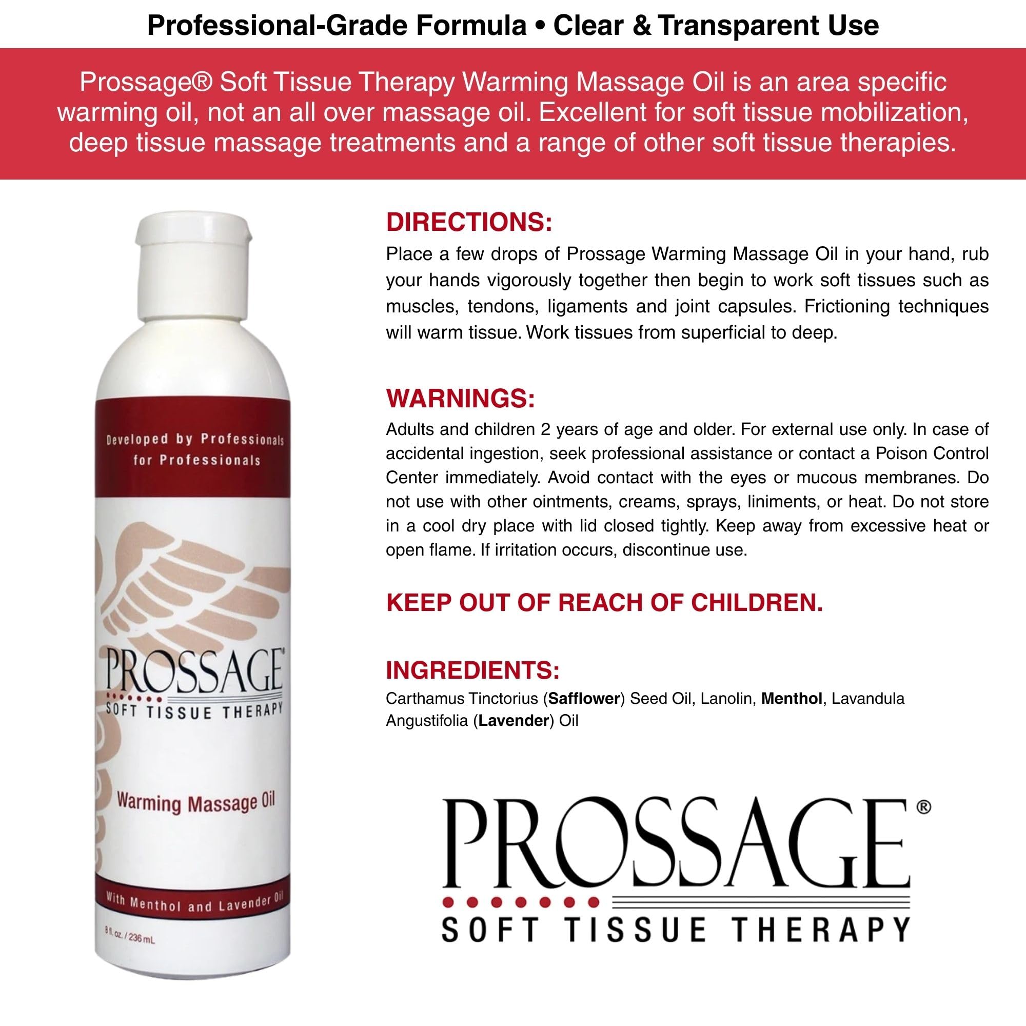 Prossage Heat Warming Relief Massage Oil for Therapuetic Massages, Deep Tissue Massages, and Aromatherapy, Topical Reliever, 8 Ounce Bottle THERABANDAu supplements