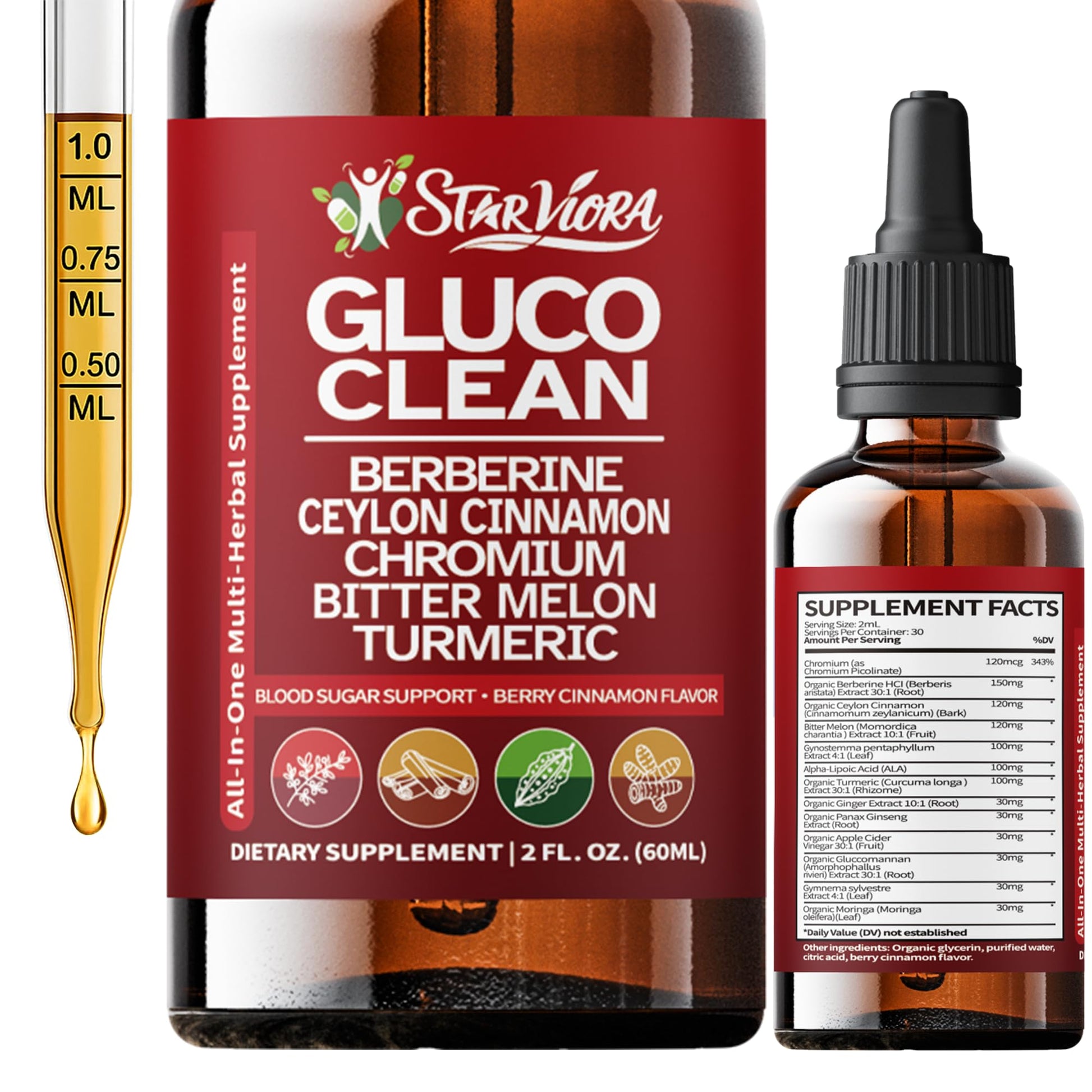 StarViora Gluco Clean Sugar-Free Herbal Blend with Berberine & Chromium, Bitter Melon, Ginseng and Alpha Lipoic Acid for Daily Wellness StarVioraAu supplements