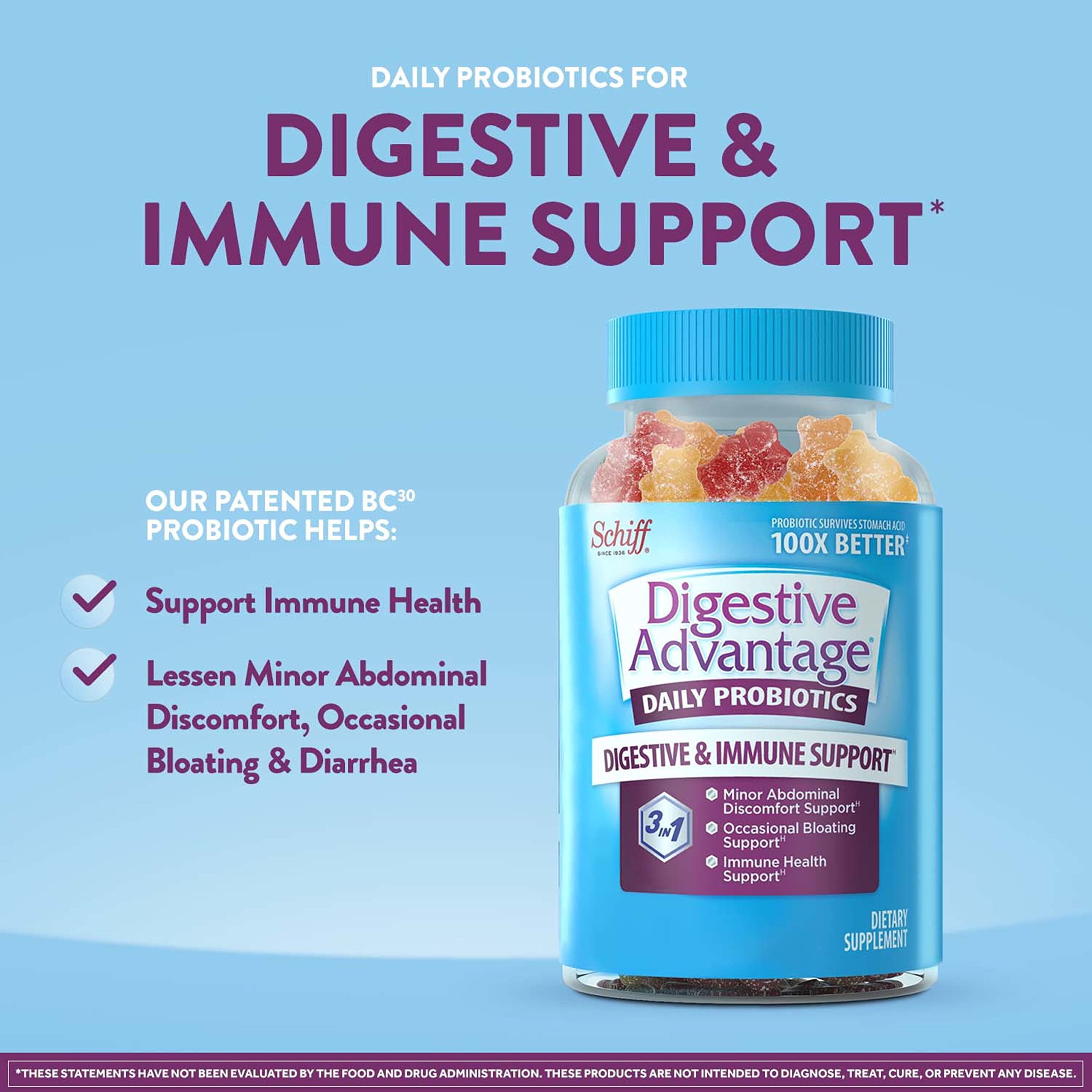 Vitafusion Fiber Well Sugar Free Fiber Supplement & Digestive Advantage Probiotic VitafusionUS supplements