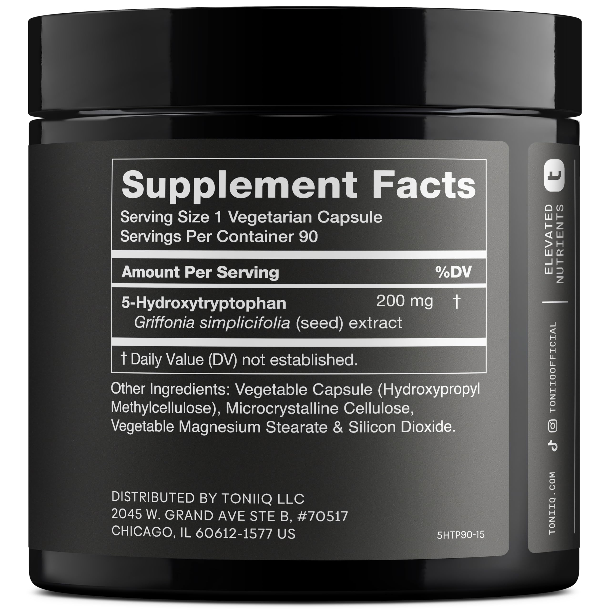 Toniiq Ultra High Strength 5HTP Capsules - 99%+ Highly Purified and Bioavailable - 12:1 Concentrated Extract - 200mg - 90 Veggie Capsules ToniiqAu supplements