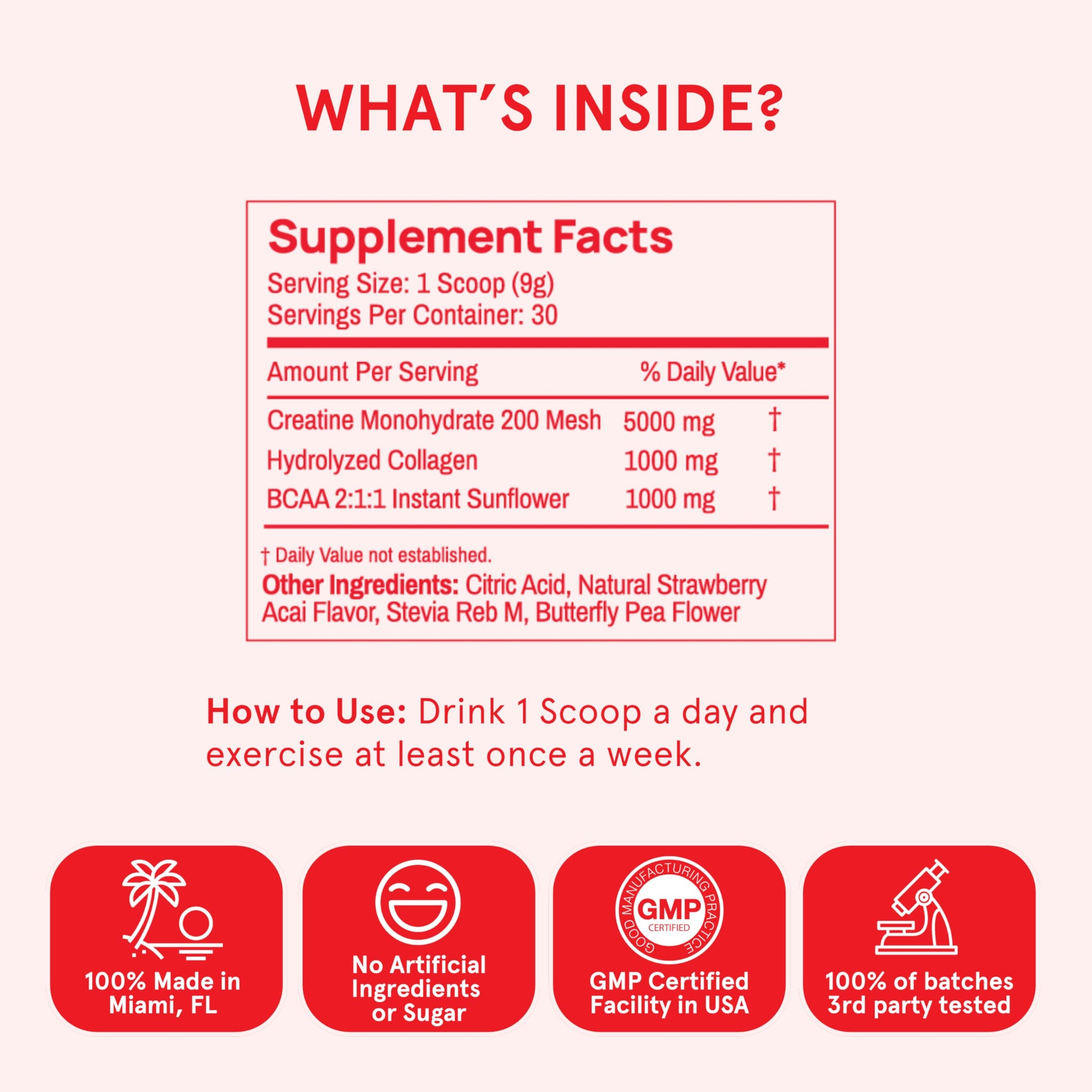 Peach Perfect Creatine Blend for Women – Micronized Creatine Monohydrate with BCAA & Collagen for Glute Strength Support – Strawberry Acai – 30 Servings Peach PerfectAu supplements
