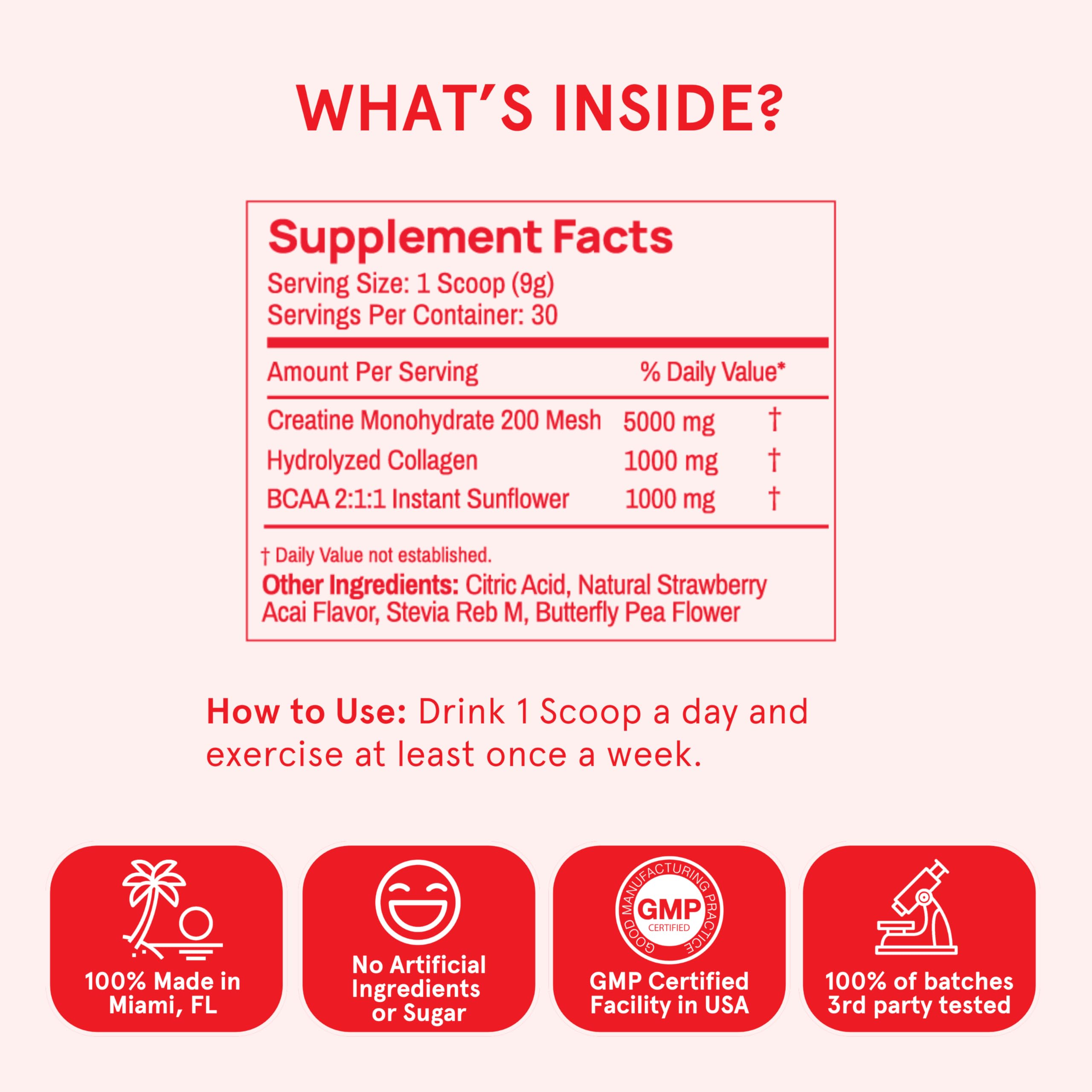 Peach Perfect Creatine Blend for Women – Micronized Creatine Monohydrate with BCAA & Collagen for Glute Strength Support – Strawberry Acai – 30 Servings Peach PerfectAu supplements