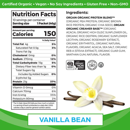 Orgain Organic Vegan Protein Powder, Vanilla Bean - 21g Plant Based Protein, Gluten Free OrgainUS supplements