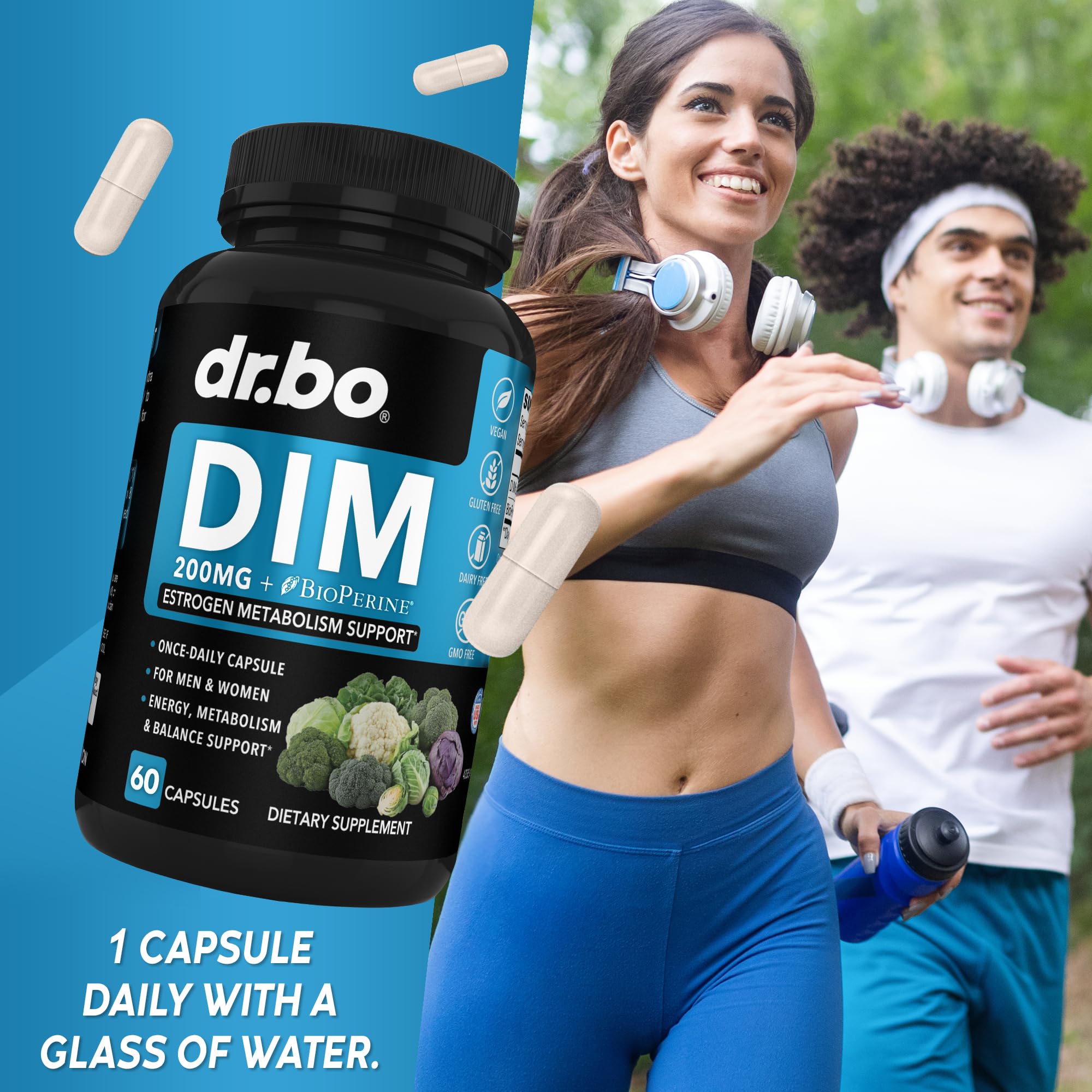 DIM Supplement for Women & Men 200mg - Androgen Estrogen Blocker for Men & Women, Hormonal Acne Pills, Hormone Balance, Menopause Support, Diindolylmethane DIM Supplement Plus BioPerine - 60 Capsules DR. BOAu supplements