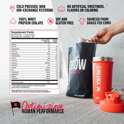 Xwerks Grow 100% New Zealand Grass-Fed Whey Protein - 25g of Pure Isolate Protein XwerksUS supplements