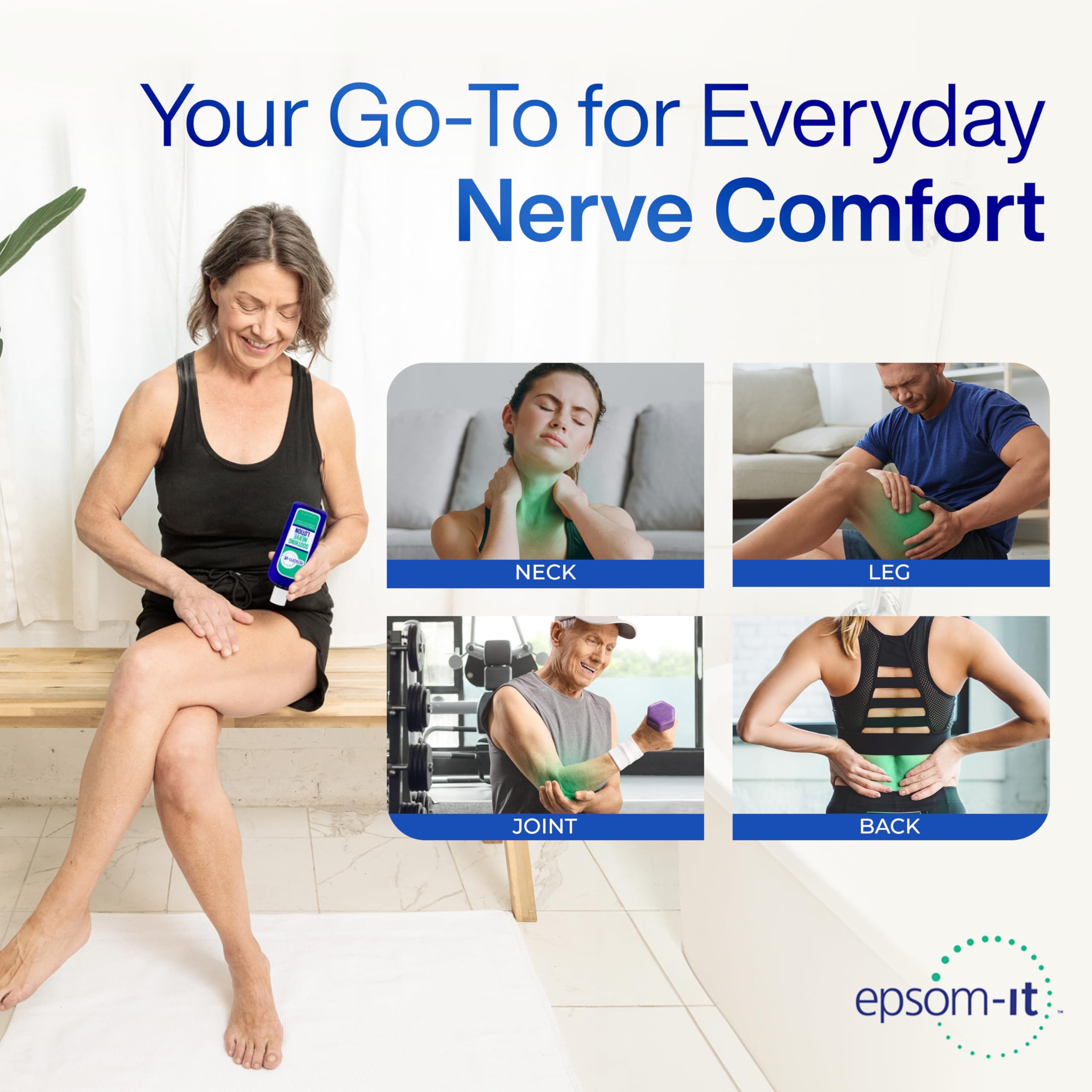 Epsom-It Soothing Nerve Lotion - Epsom Salt Magnesium Lotion, Topical Magnesium Cream with Capsaicin & Arnica to Provide Comfort for Legs, Knee and Feet, 8.0 oz., 2-Pack EPSOM-ITAu supplements