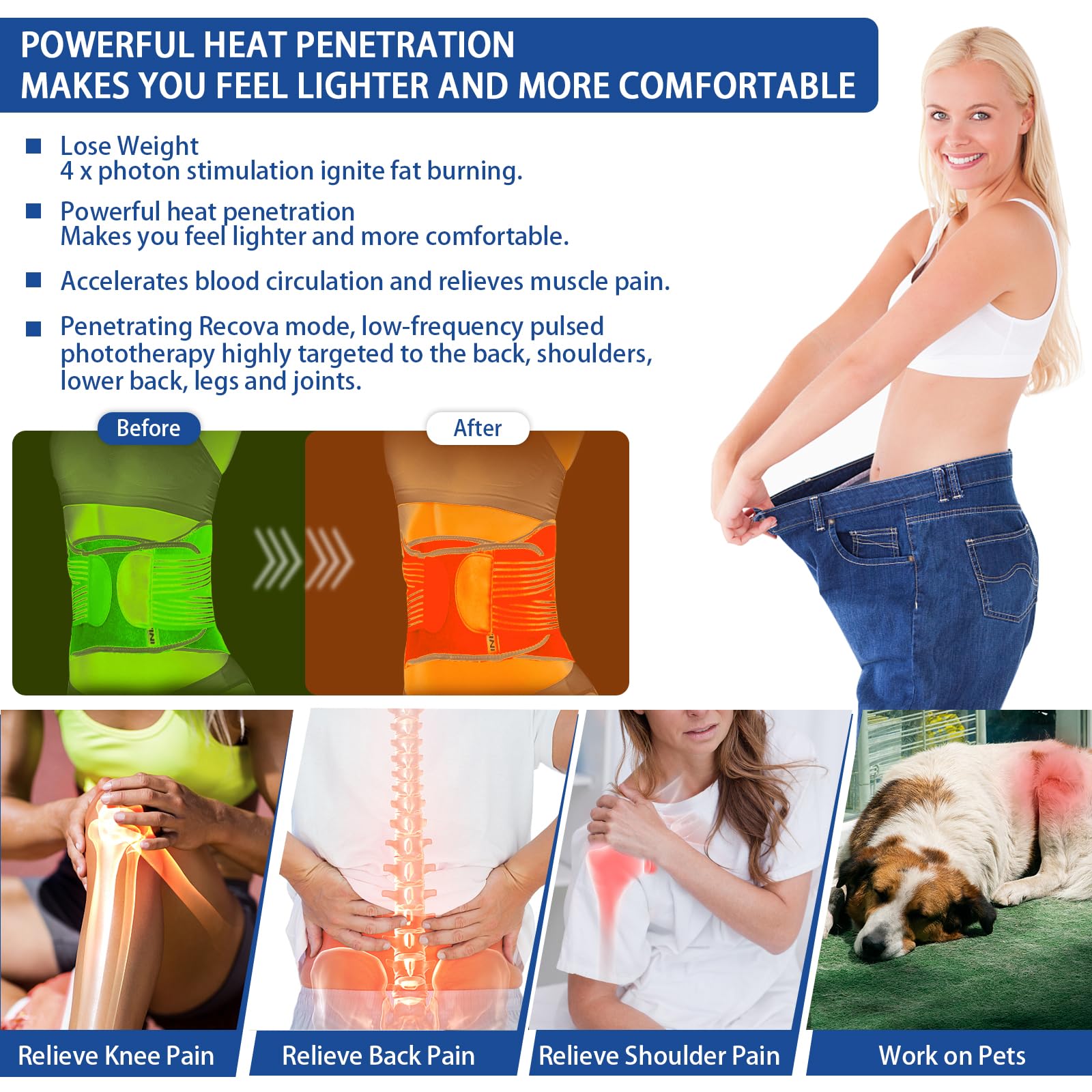 Red Light Therapy Belt, Infrared Light Therapy Device with Partition Control and Remote Control KingPavoniniAu supplements