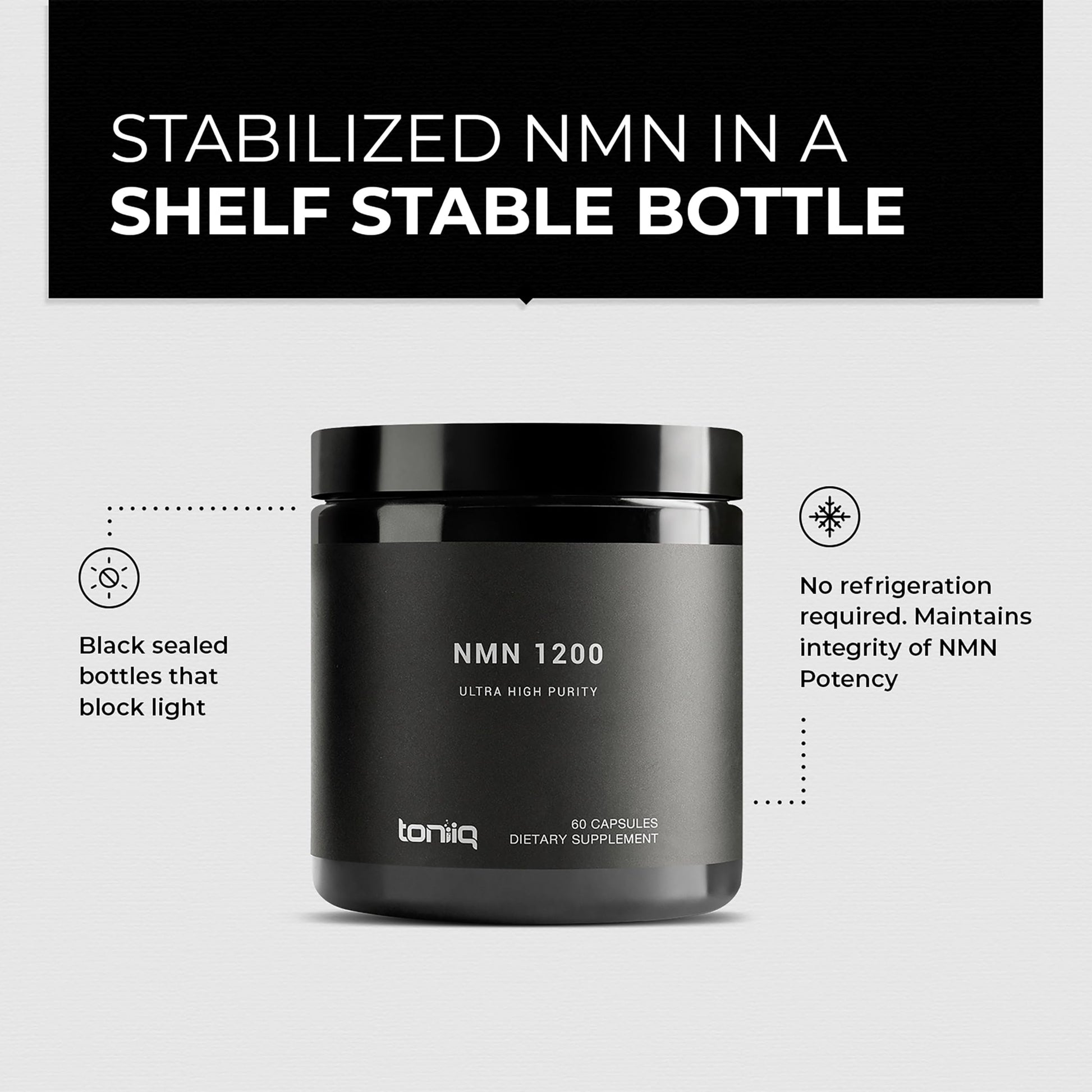 Toniiq NMN Supplement 1200mg - Third Party Tested Stabilized Capsules - 98% Highly Purified for NAD + - 60 Capsules Nicotinamide Mononucleotide Booster Supplement ToniiqAu supplements