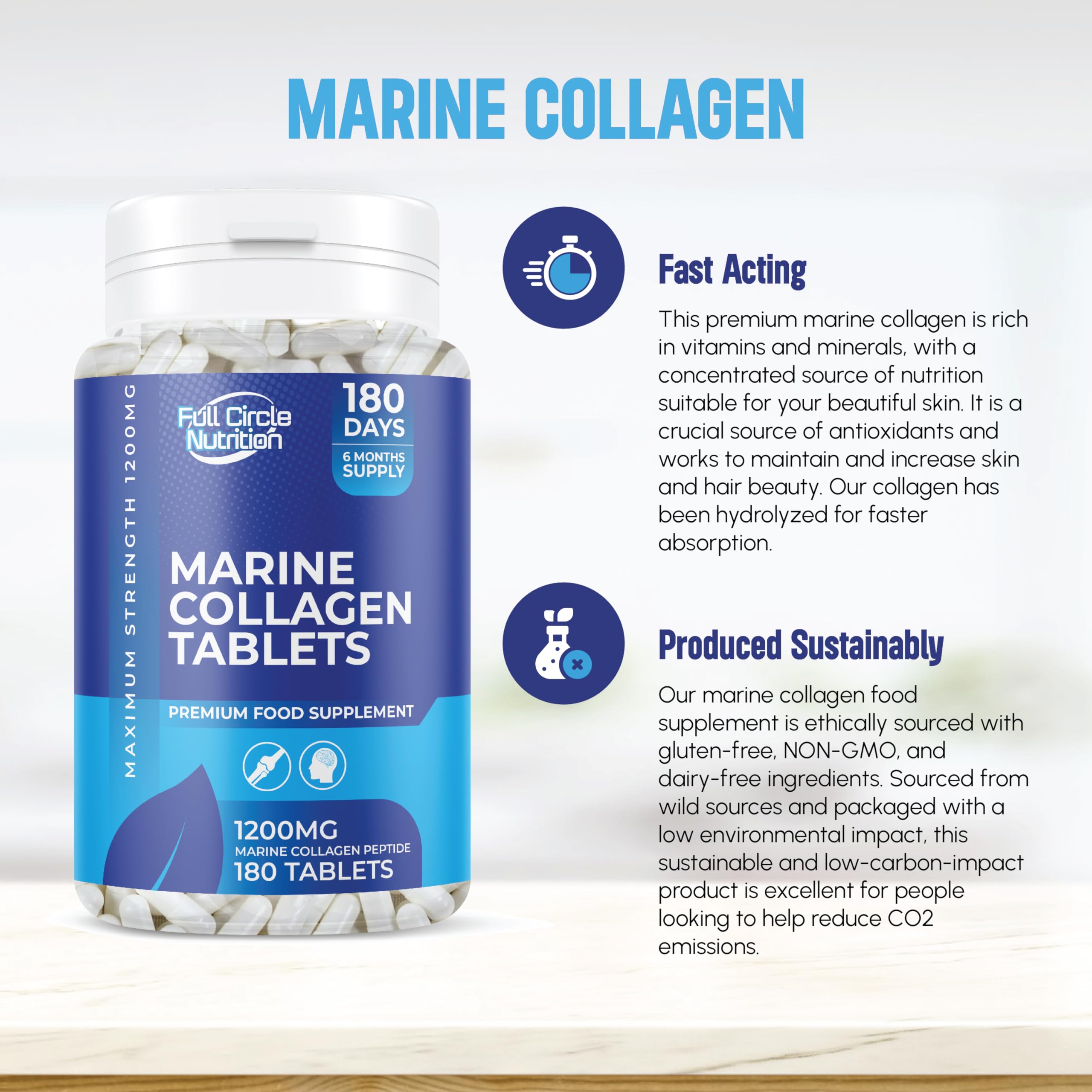 Marine Collagen Tablets 1200MG - 2400MG - 180 Days Supply GenericAu supplements