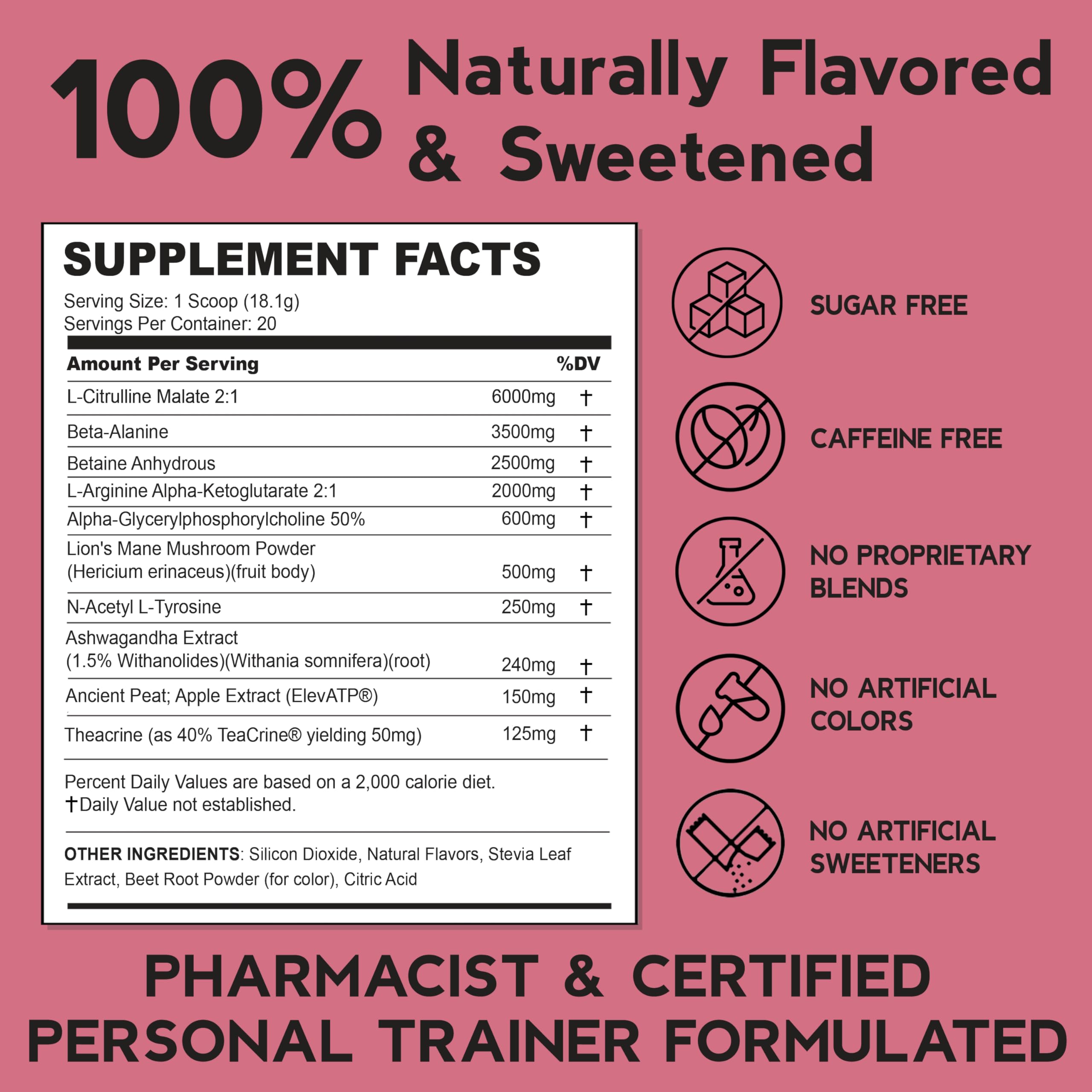 THENTIC Caffeine Free Pre Workout - Naturally Flavored & Sweetened Nootropic Non-Stim THENTICAu supplements