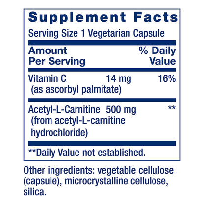 Life Extension Acetyl-L-Carnitine, Acetyl-L-Carnitine, vitamin C, Brain, mood & nerve health Life ExtensionUS supplements