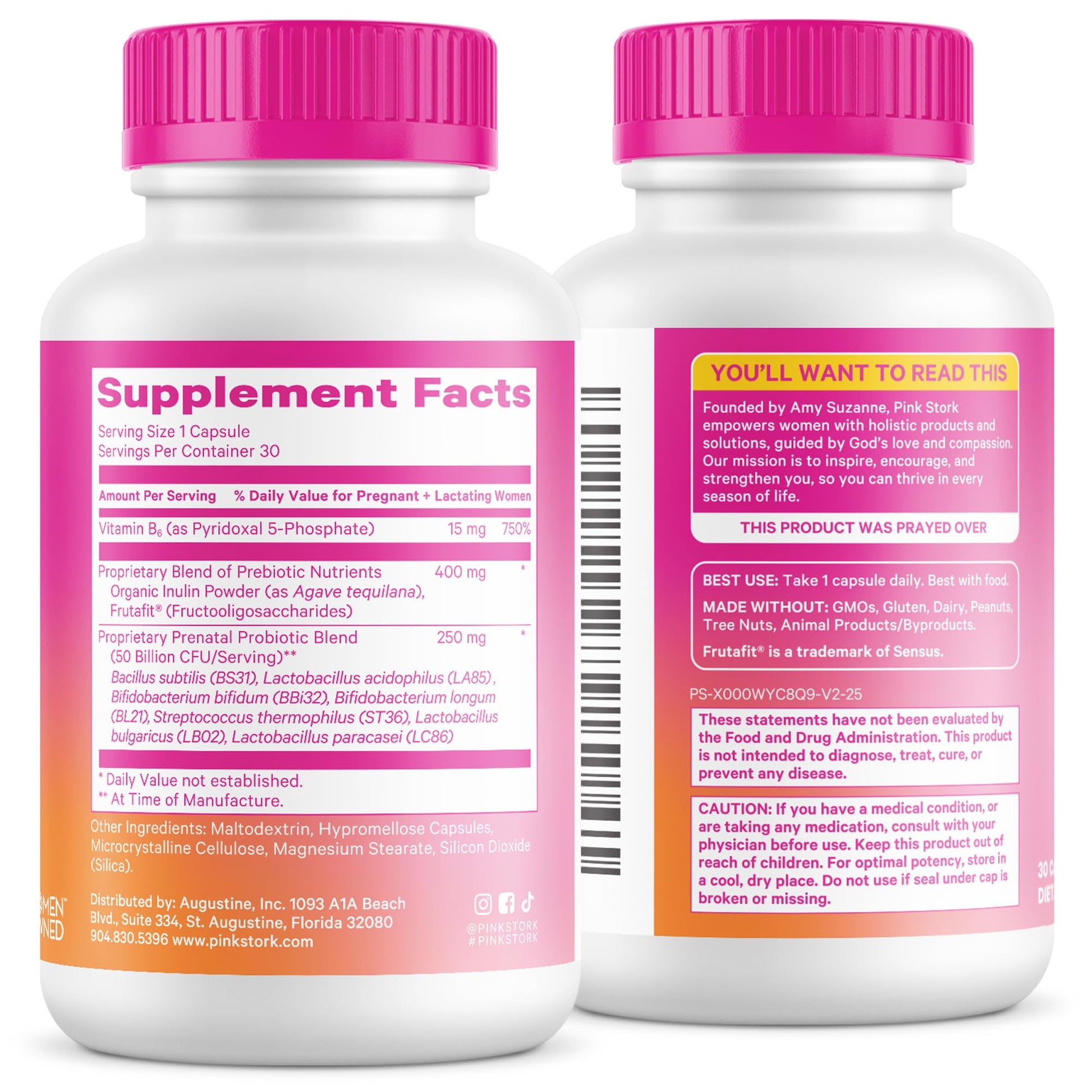Pink Stork Prenatal Probiotic for Women with 50 Billion CFU | Vitamin B6 & Prebiotics | Pregnancy Probiotics for Morning Sickness | Digestive, Immune, & Gut Health | Vegan & Gluten-Free | 30 Capsules Pink StorkAu supplements