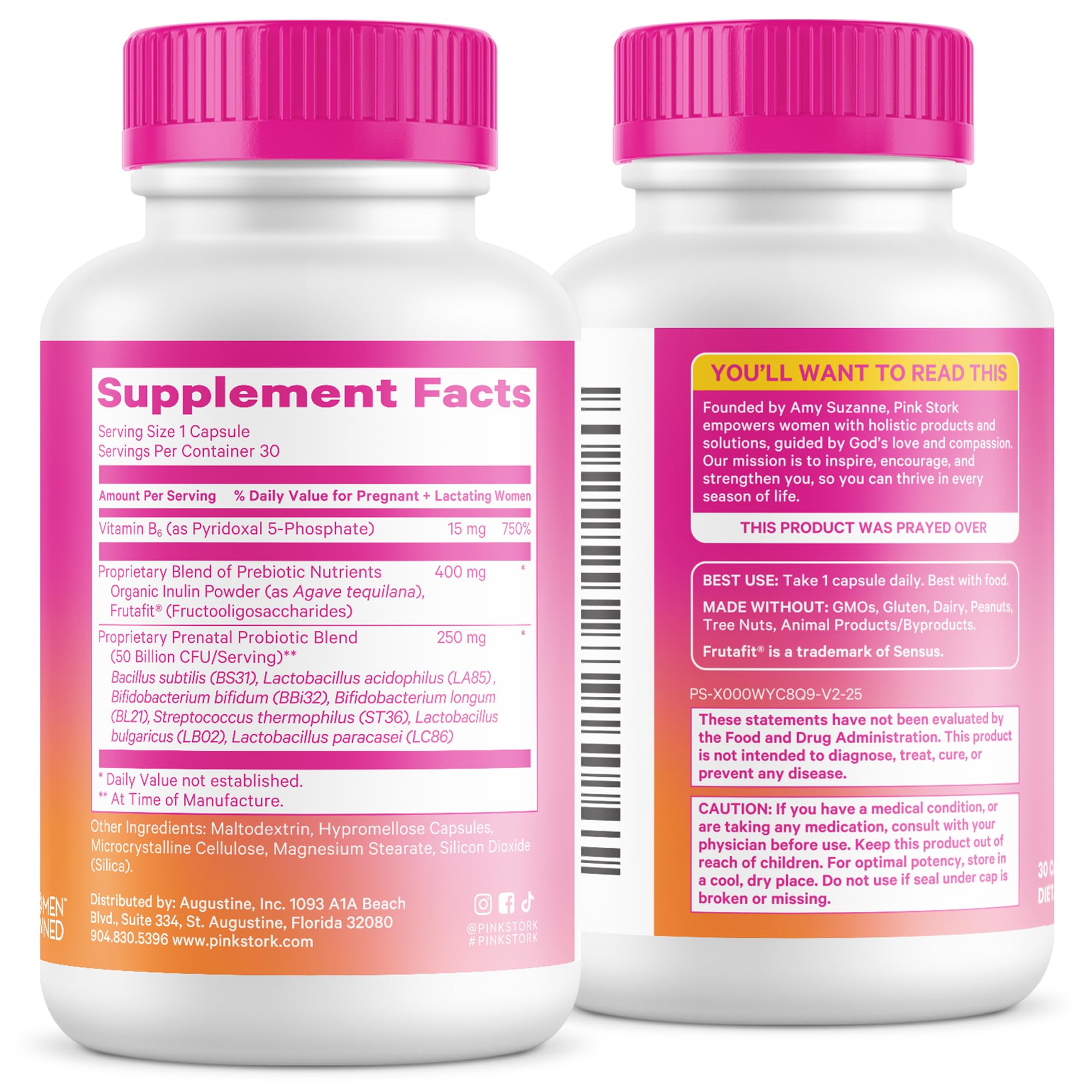 Pink Stork Prenatal Probiotic for Women with 50 Billion CFU | Vitamin B6 & Prebiotics | Pregnancy Probiotics for Morning Sickness | Digestive, Immune, & Gut Health | Vegan & Gluten-Free | 30 Capsules Pink StorkAu supplements