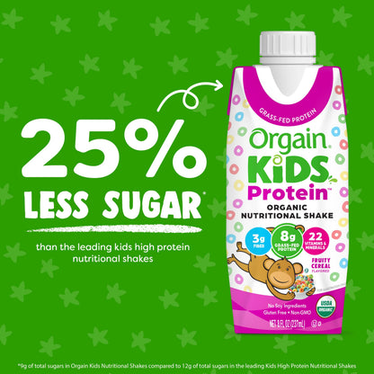 Orgain Organic Kids Nutritional Protein Shake, Fruity Cereal - Kids Snacks with 8g Dairy OrgainUS supplements