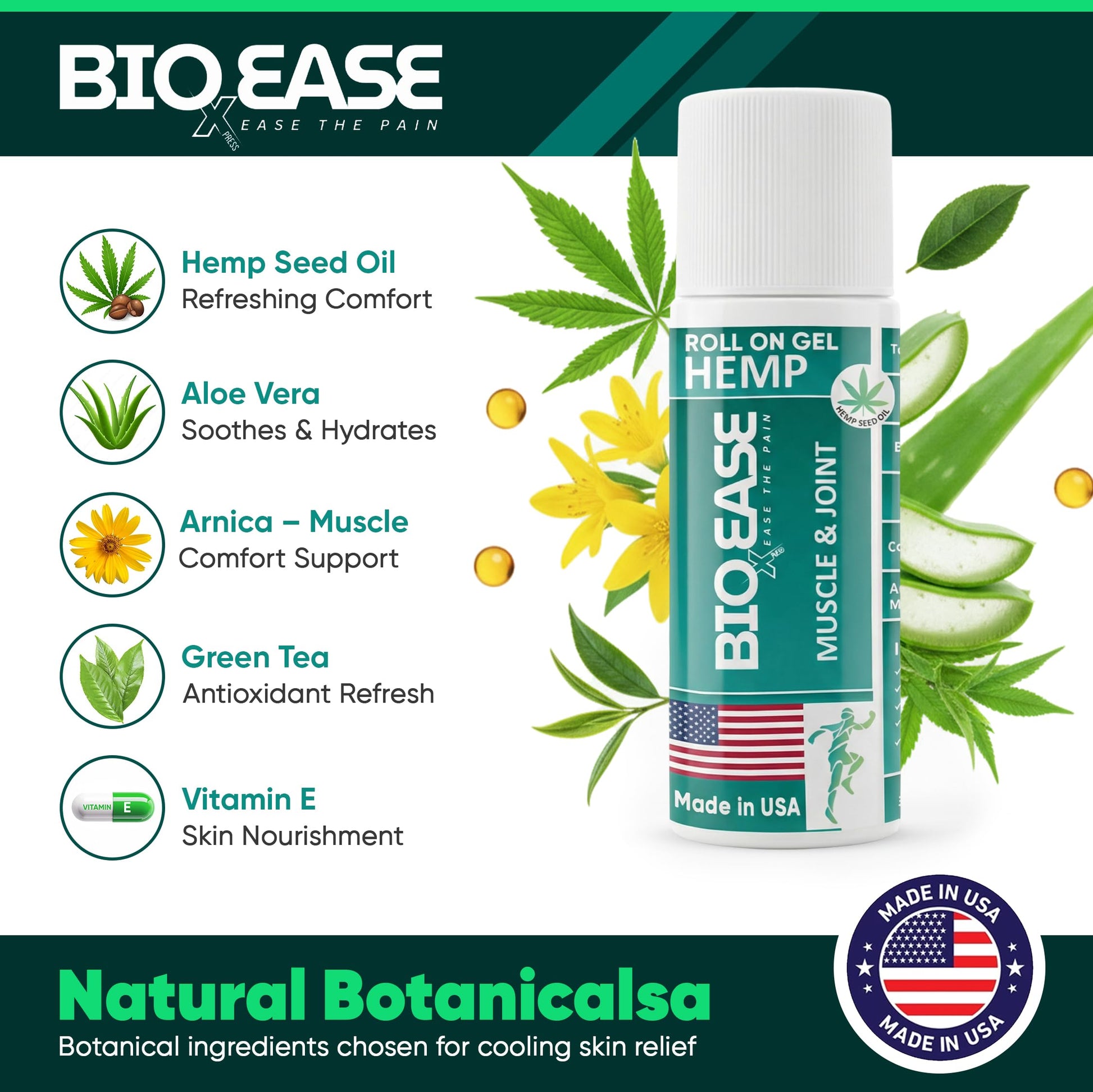 BioXPressEase Fast-Acting Hemp Pain Relief Roll On - Highly Effective, Cool & Topical Pain Relief Extra Strength for Muscle, Joint, & Back – Easy Roll On Maximum Strength - Made in USA BIOXPRESSEASEAu supplements