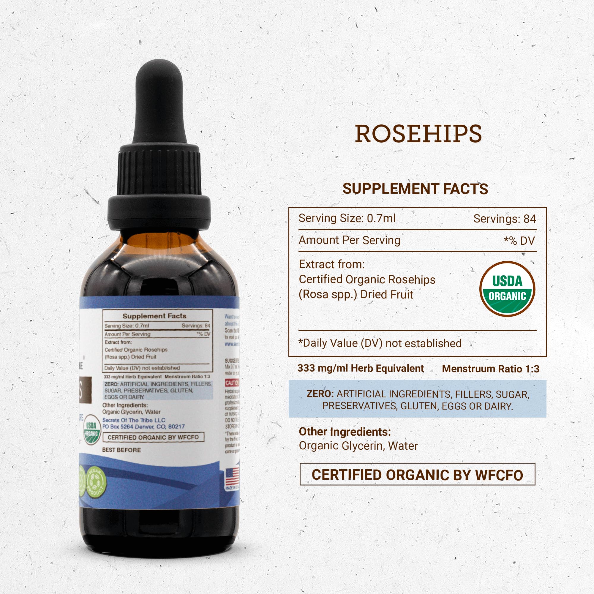 Secrets of the Tribe Rosehips USDA Organic | Alcohol-Free Extract, High-Potency Herbal Drops | Made from 100% Certified Organic Rosehips (Rosa spp.) Dried Fruit (2 oz) Secrets of the TribeAu supplements