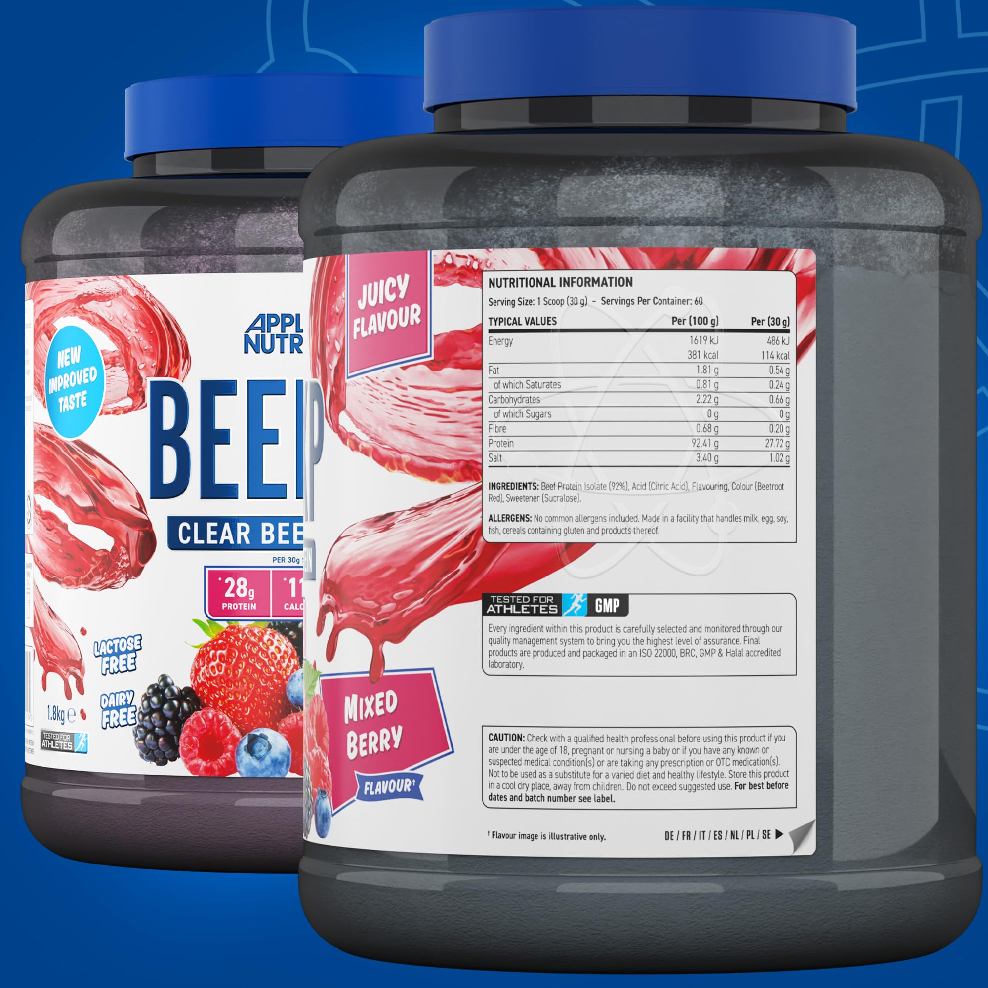 Applied Nutrition Beef XP - Clear Hydrolysed Beef Protein Isolate, Fruit Juice Style, Dairy Free Beef Protein Powder Applied NutritionAu supplements