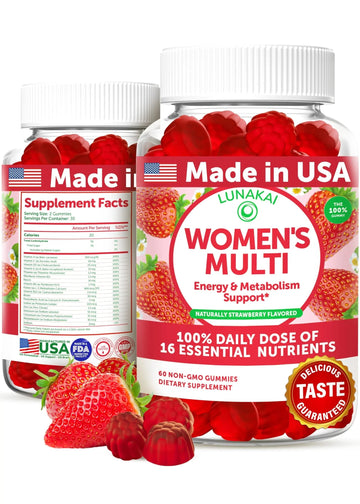 Lunakai USA Made Womens Multivitamin Gummies - Delicious Daily Dose with 16 Multi Vitamins for Women LunakaiAu supplements