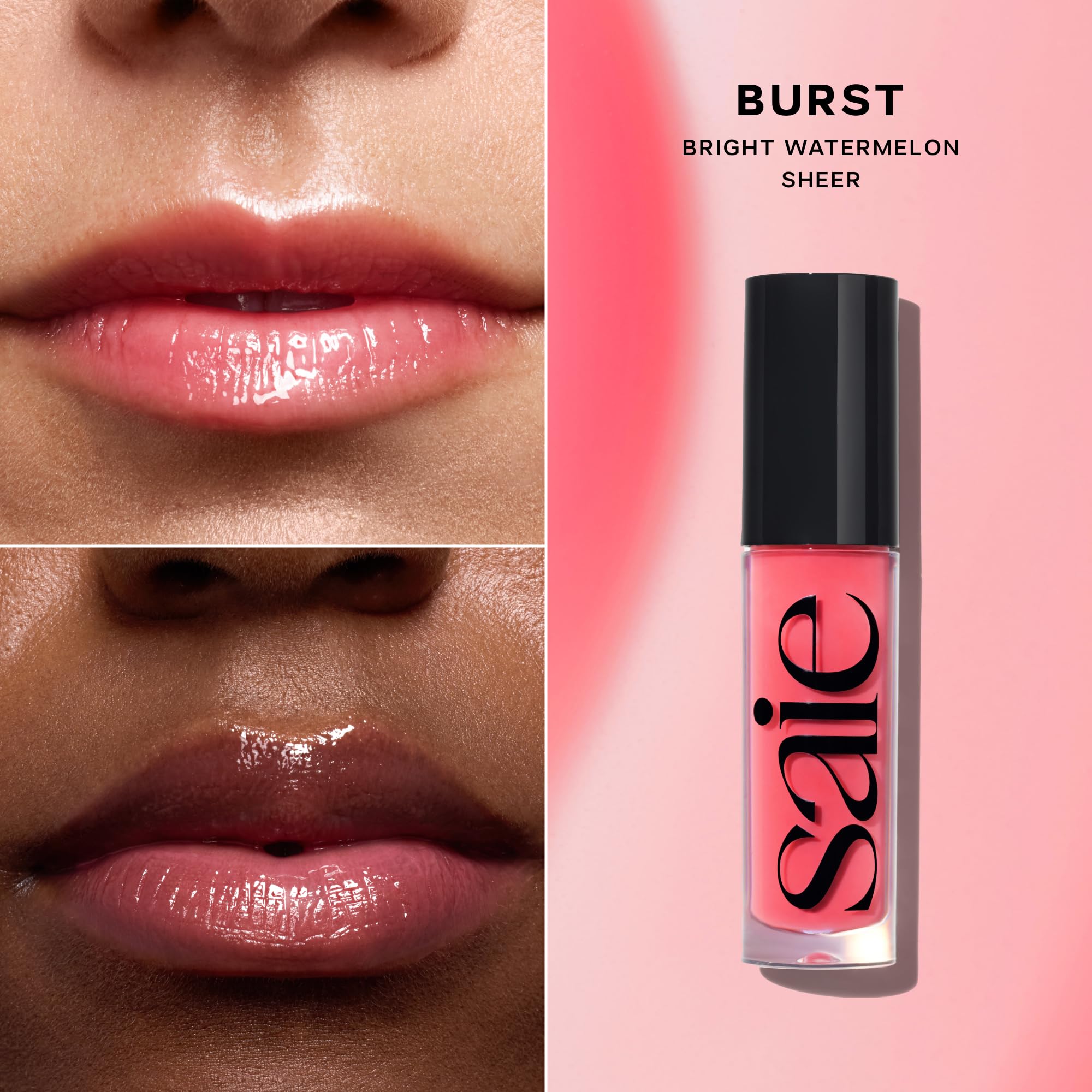 Saie Dewy Glow Duo - Dew Liquid Blush - (.40 oz, Flirty), Glossybounce Lip Gloss-Oil Hybrid (.17 oz, Burst) - Hydrating, Vegan Makeup for Radiant Cheeks & Lips SaieAu supplements