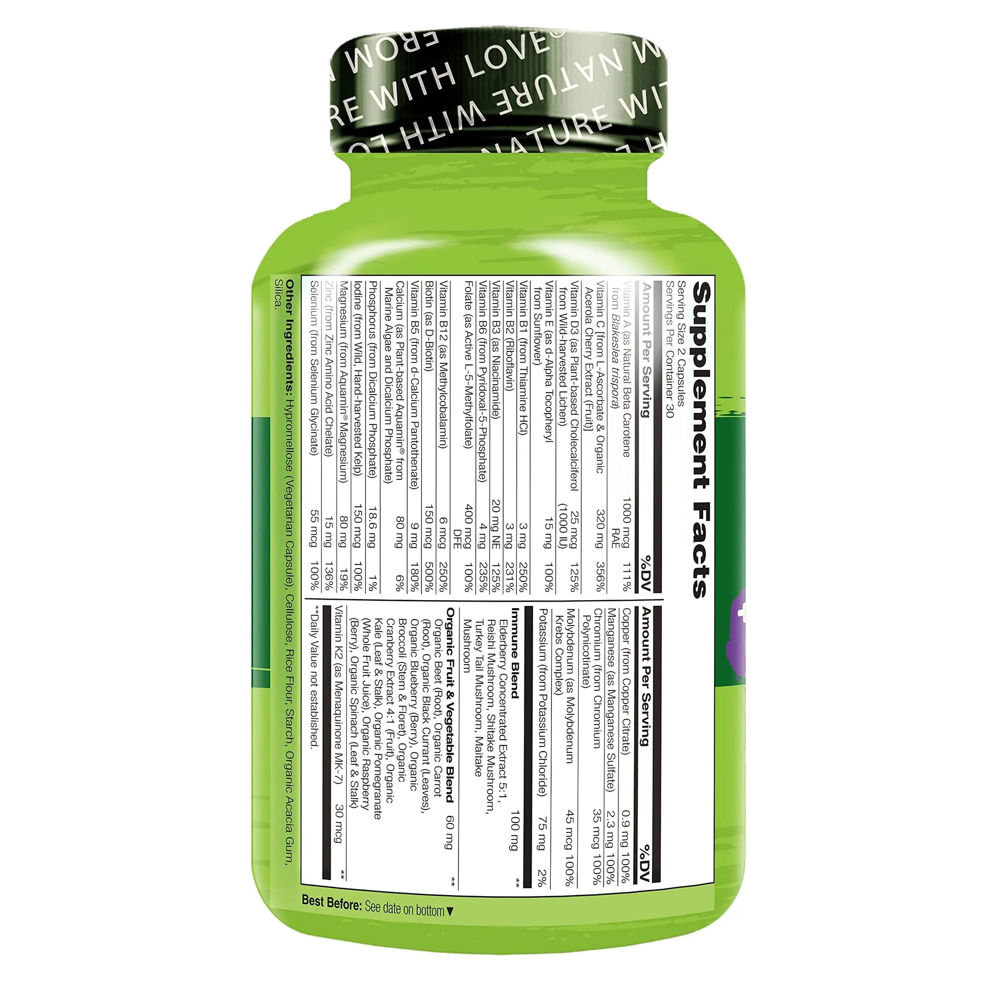 NATURELO Whole Food Multivitamin + Immune Blend with Elderberry & Mushrooms - Complete Multivitamin with Extra Immune Support NATURELOAu supplements