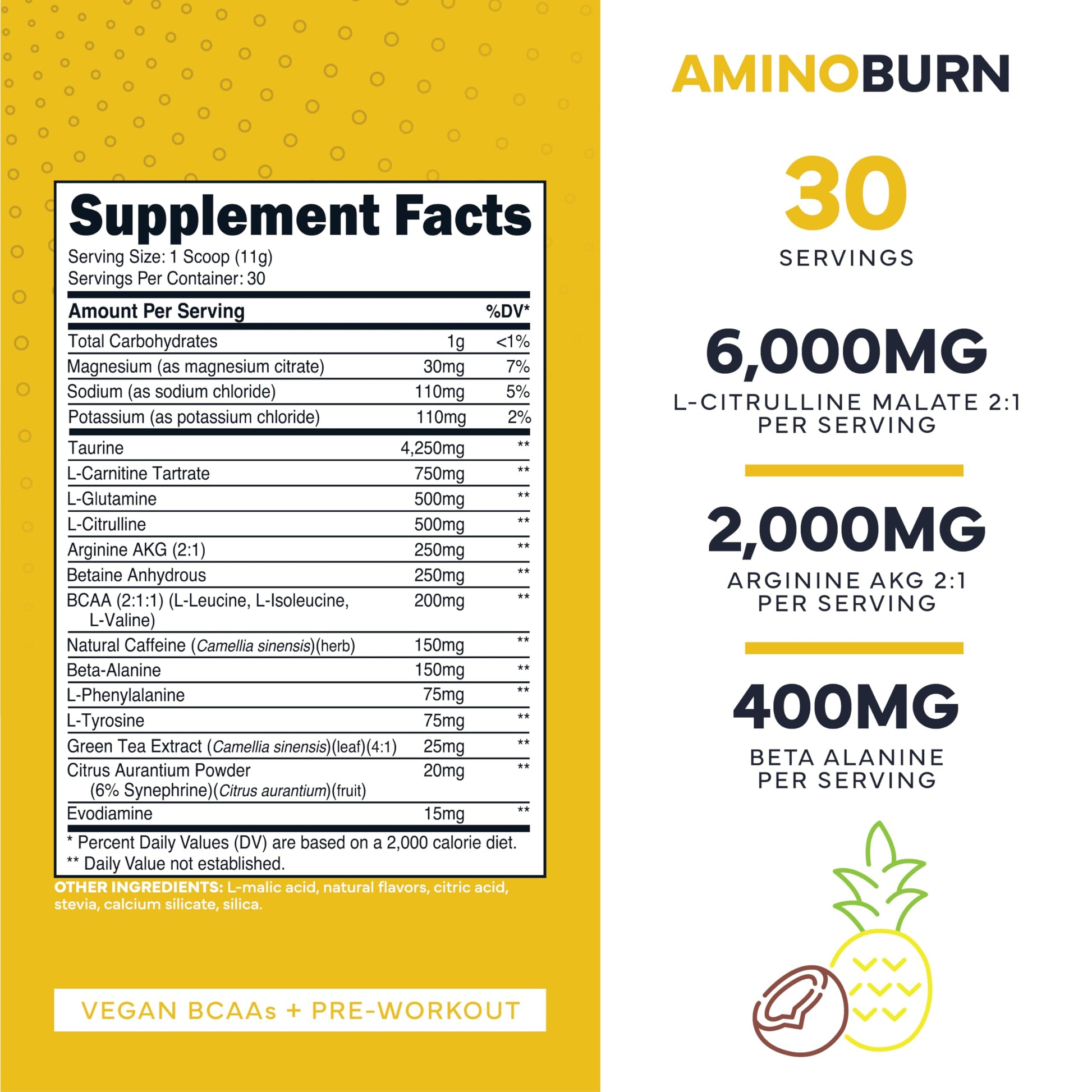 Type Zero Amino Burn Vegan BCAAs + Pre-Workout (Pina Colada Flavored) Type ZeroUS supplements